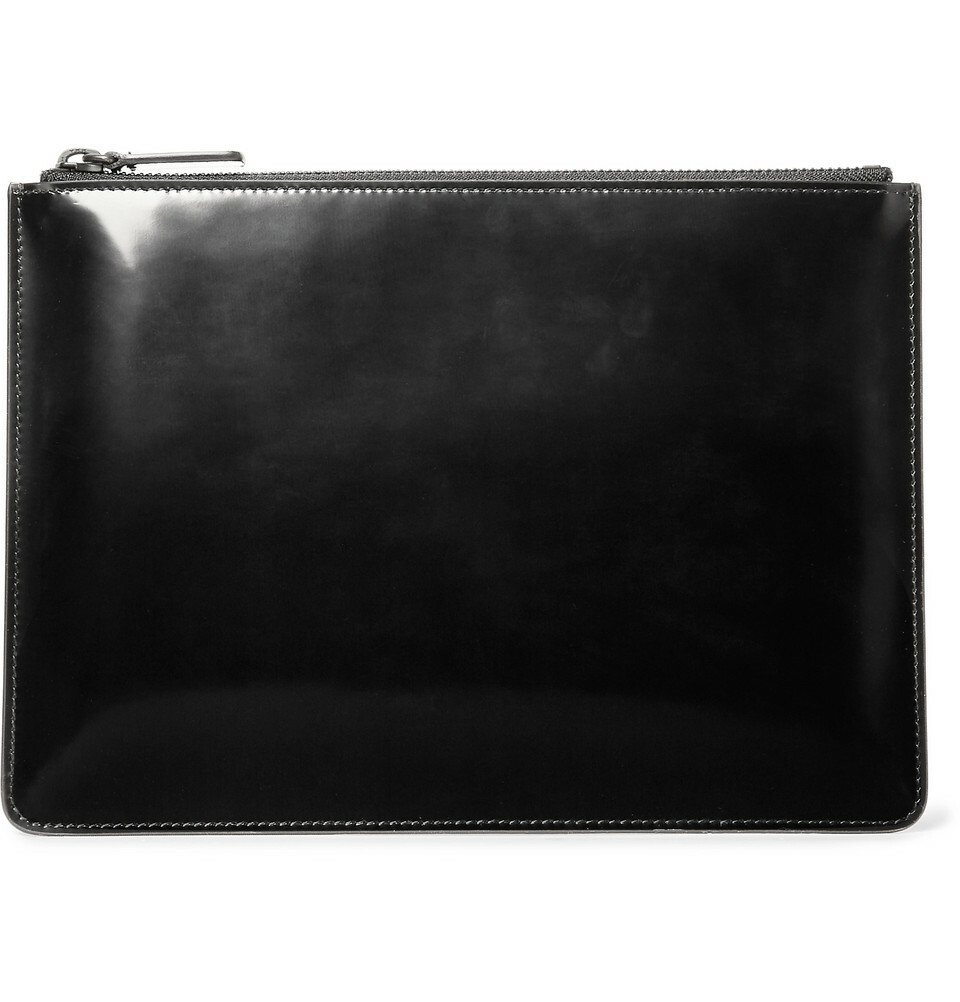 New $400 Common Projects Polished-Leather Pouch 9064 7547 Black Calf Wallet