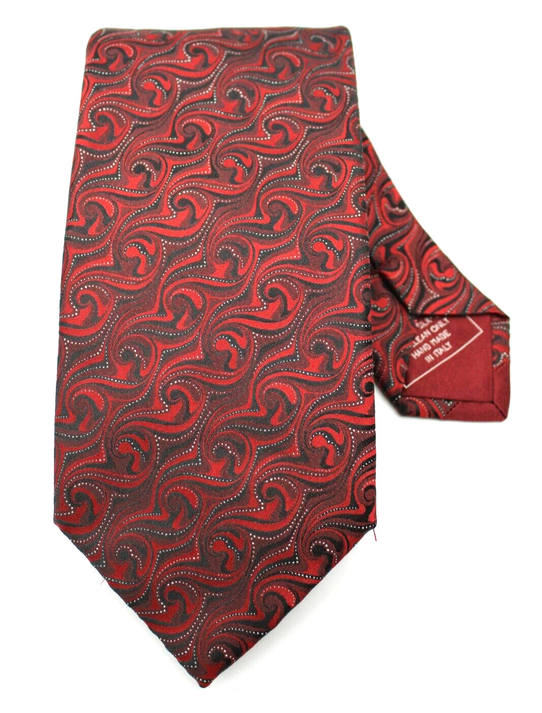 Italo Ferretti Tie – Silvi Marina – Black/Red/White – Silk – Handmade Italy c002