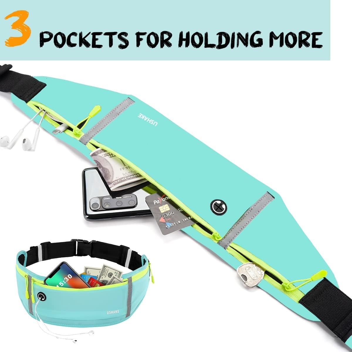 Waterproof Sport Runner Waist Bum Bag Running Jogging Belt Pouch Zip Fanny Pack