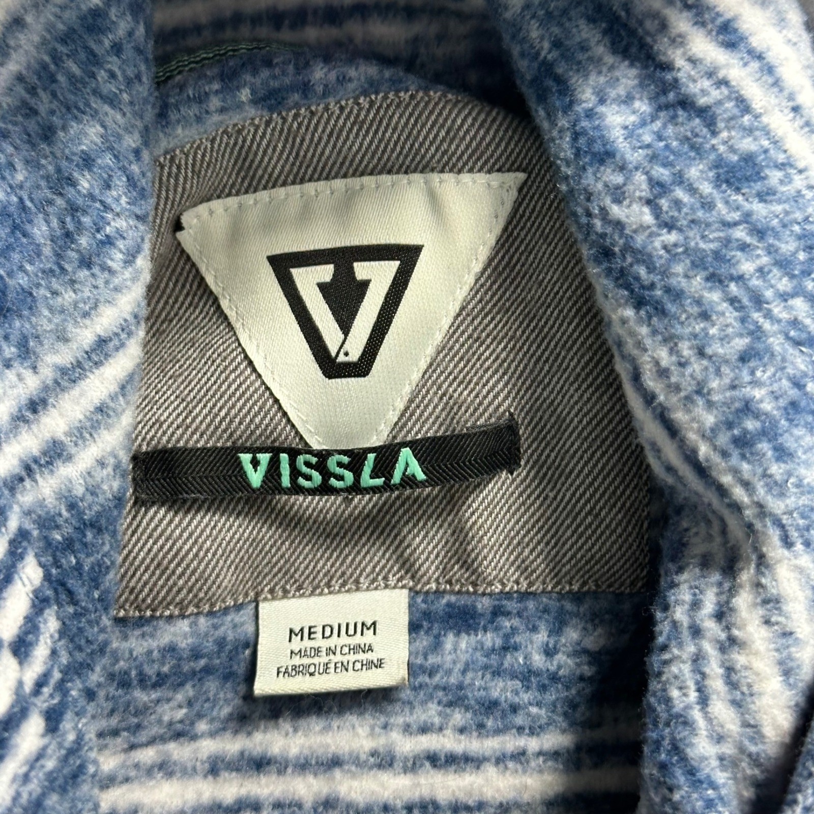 Vissla M Mens Blue Striped Hooded Pullover Sweater 100% Recycled Polyester