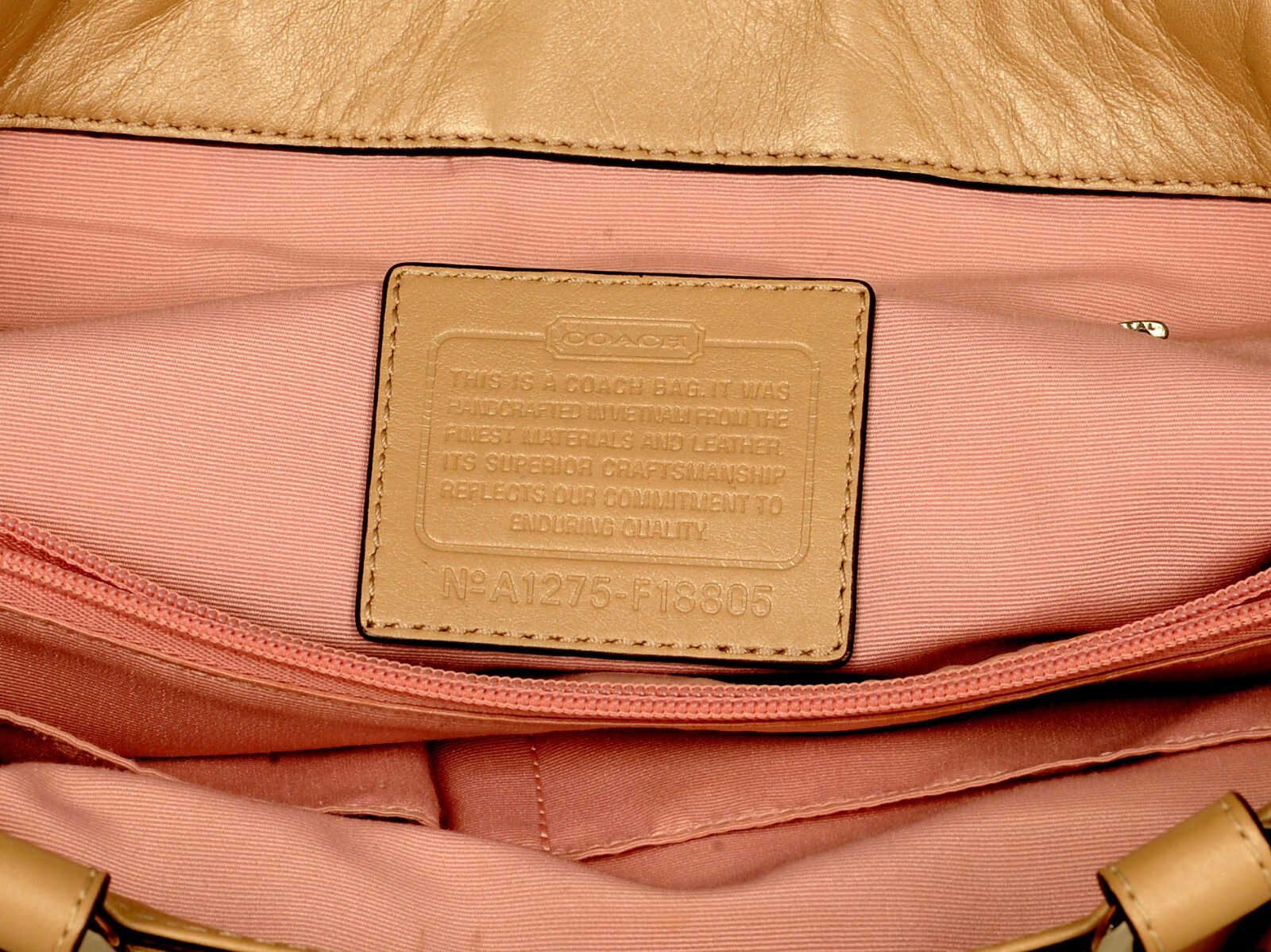 Coach bag is in excellent condition, Interior Coach tag reads: No A1275-F18805