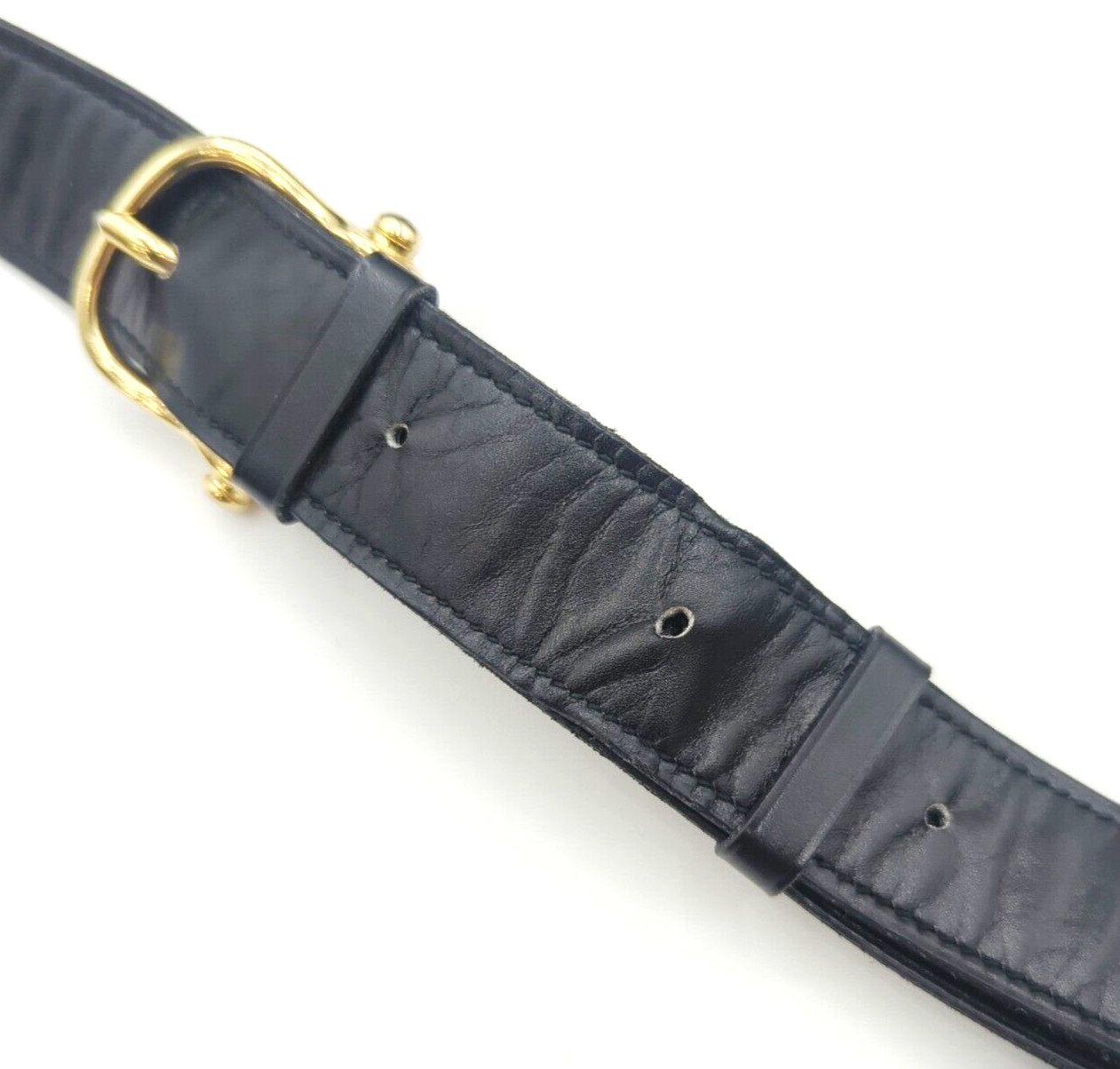 “RARE” CELINE Shoulder Bag Triomphe Horse bit Leather Black Gold Hardware #255