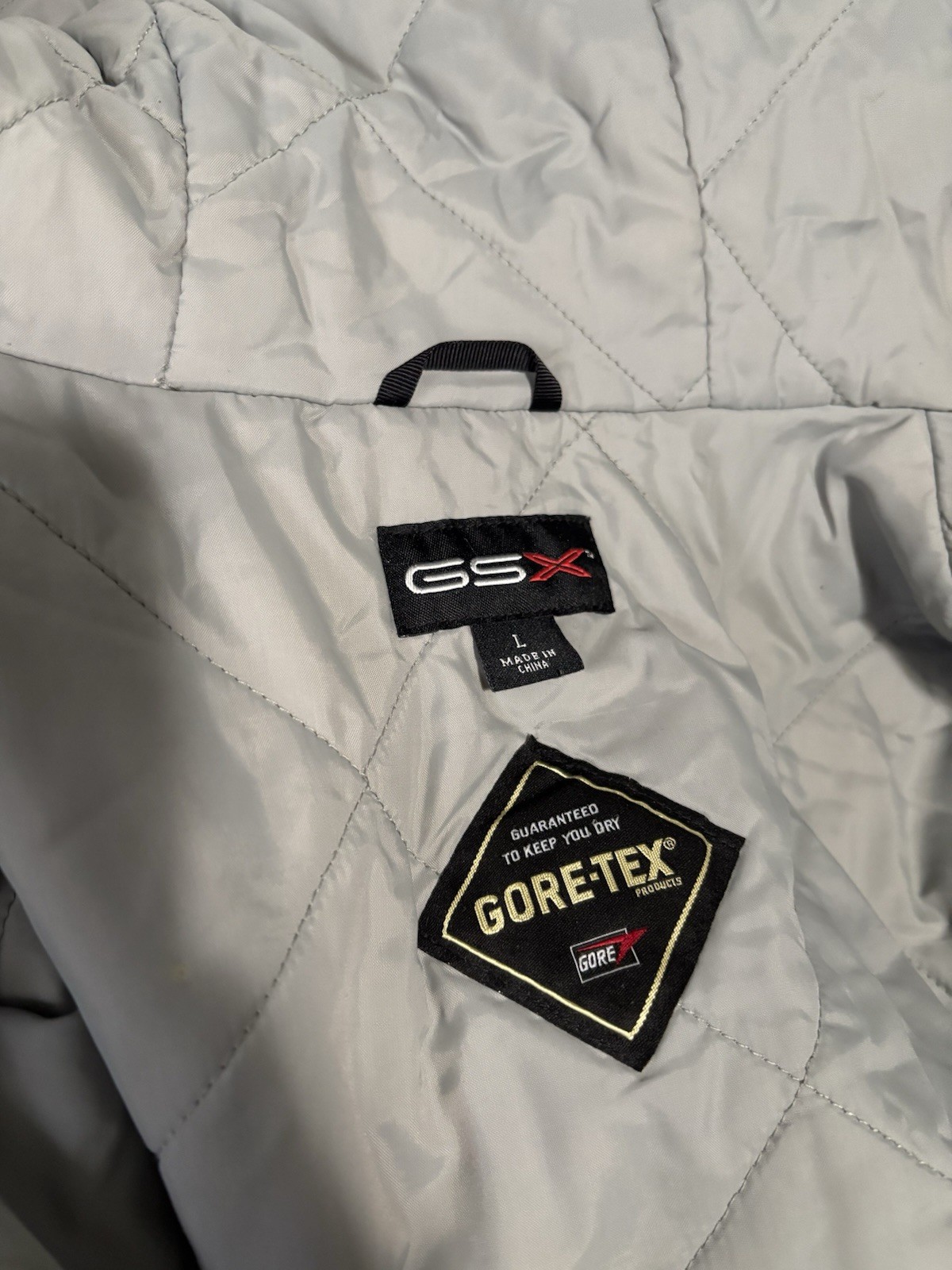 GSX Gore-Tex Large Black Grey Jacket Full Zip Hood Waterproof