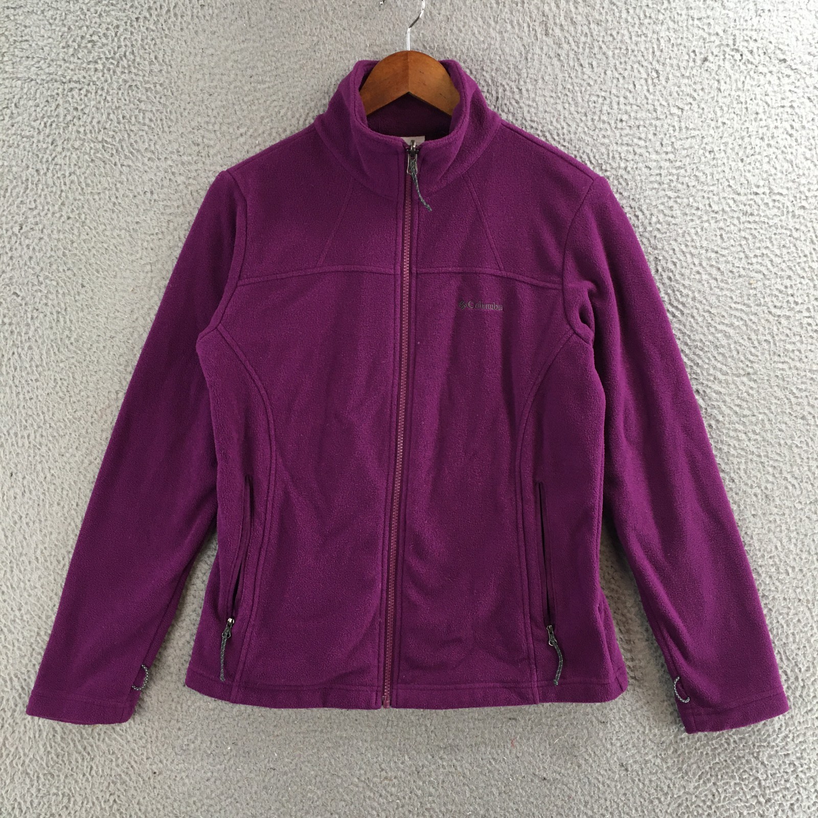 Columbia Fast Trek II Jacket Womens M Full Zip Fleece Zipped Pockets Purple