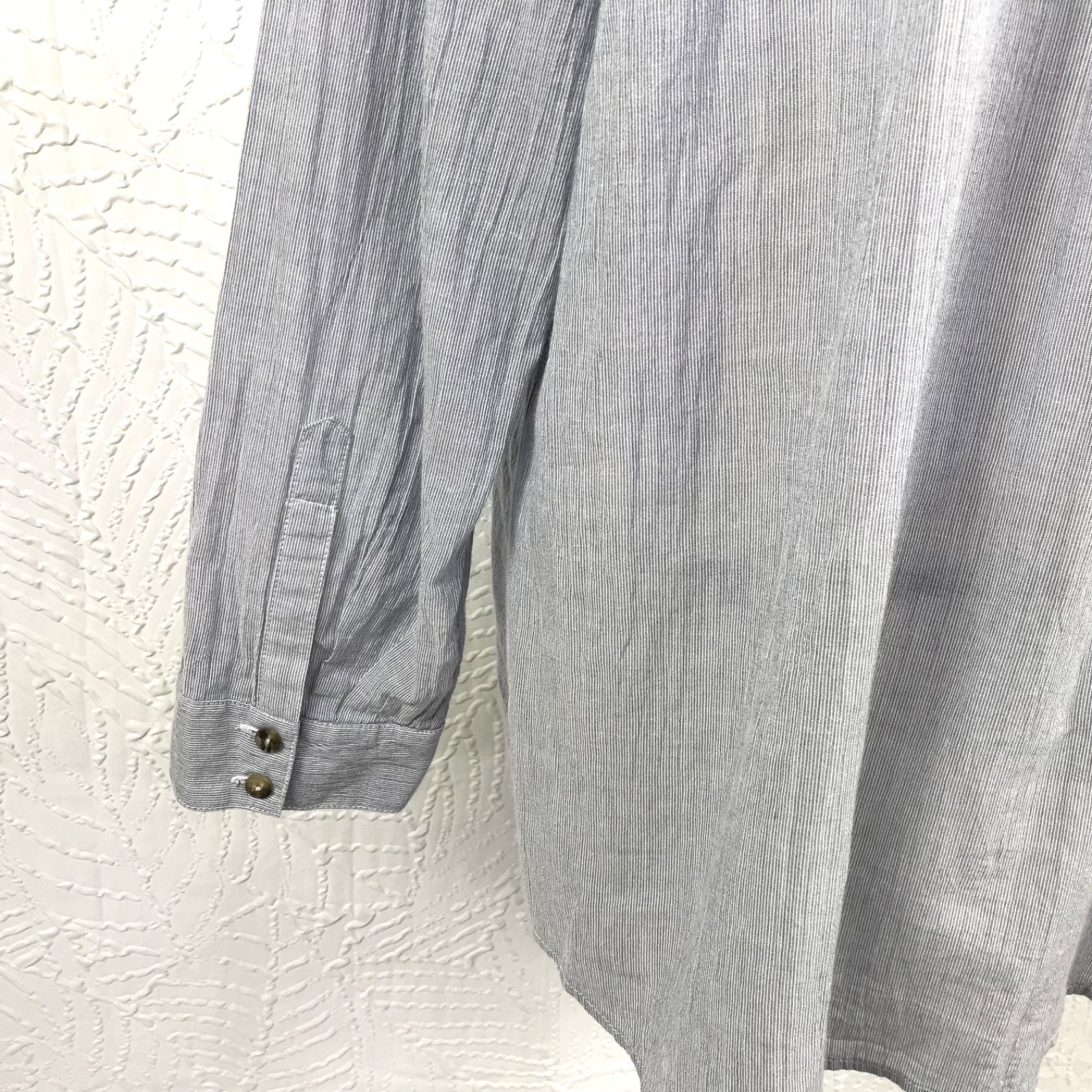 J Jill Blue/Gray Pleated Blouse Top Button Up 100% Cotton Cottagecore Size XL