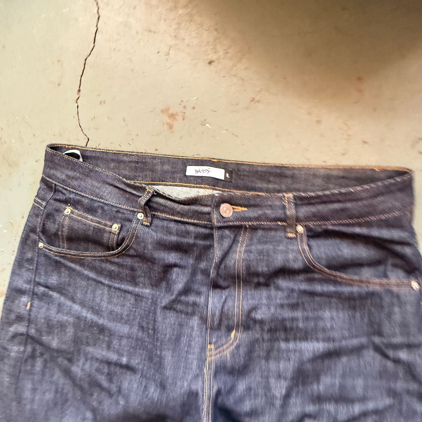 Baggy Raw Selvedge Denim bootcut Jeans 36×33