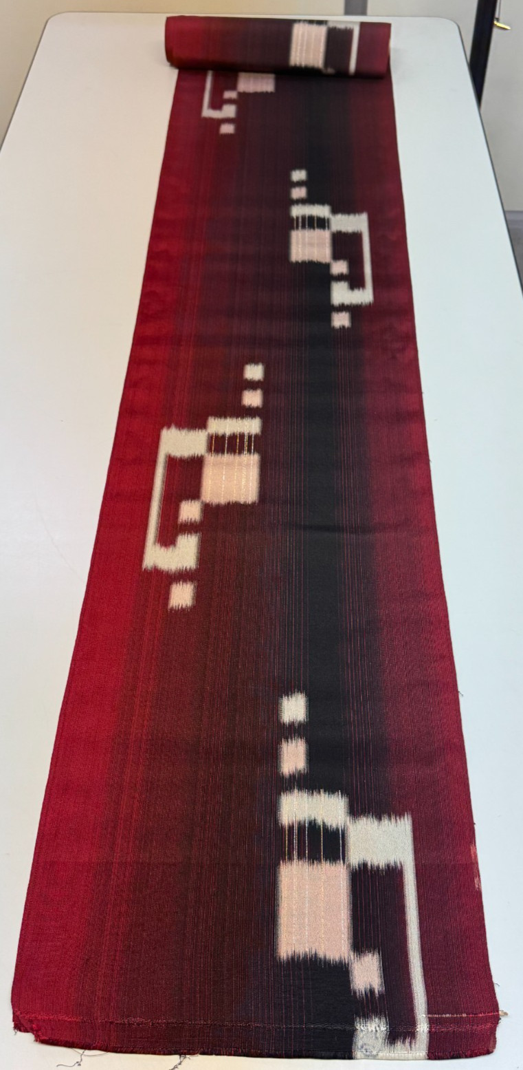 Japanese Vintage Kimono Fabric cloth Boro Silk Red tradition 35.4 x 13.7 in