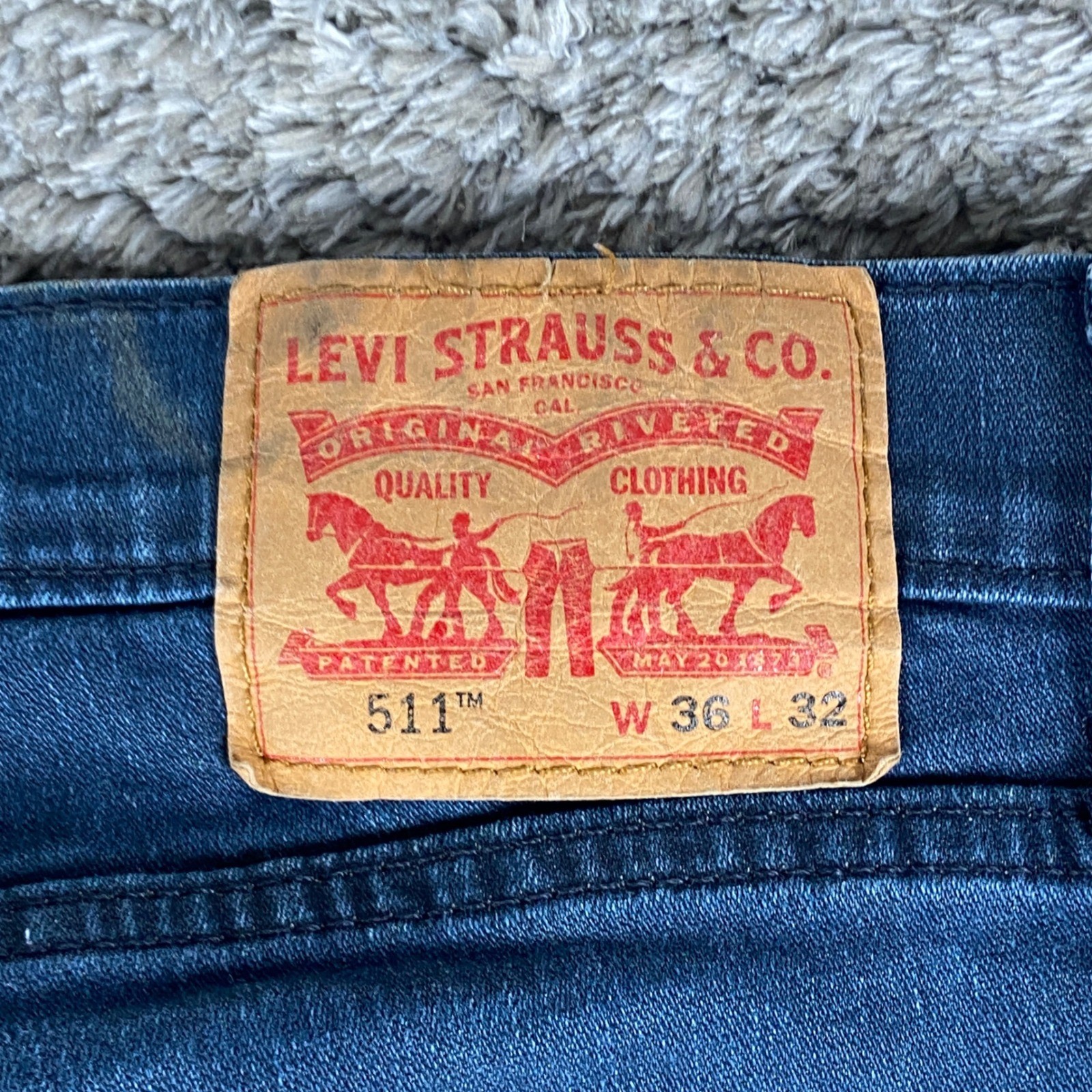 Levi’s 511 Jeans Mens 36×32 Blue Denim Slim Fit Dark Wash Cotton Blend Stretch