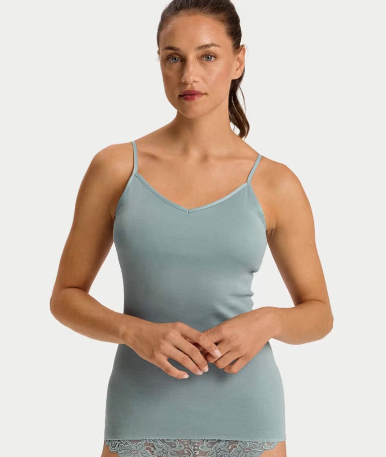 Hanro 71601 V-Neck Cotton Seamless Camisole 100% Mercerized Cotton NWT