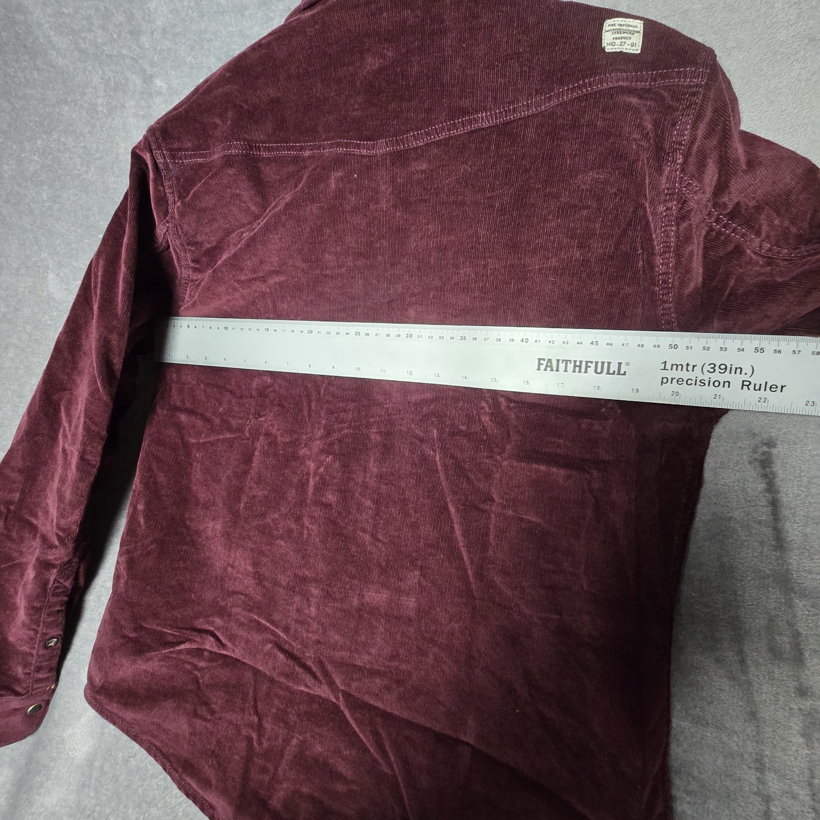 Jack South Shirt Mens Medium Burgundy Corduroy Western Snap Button Long Sleeve
