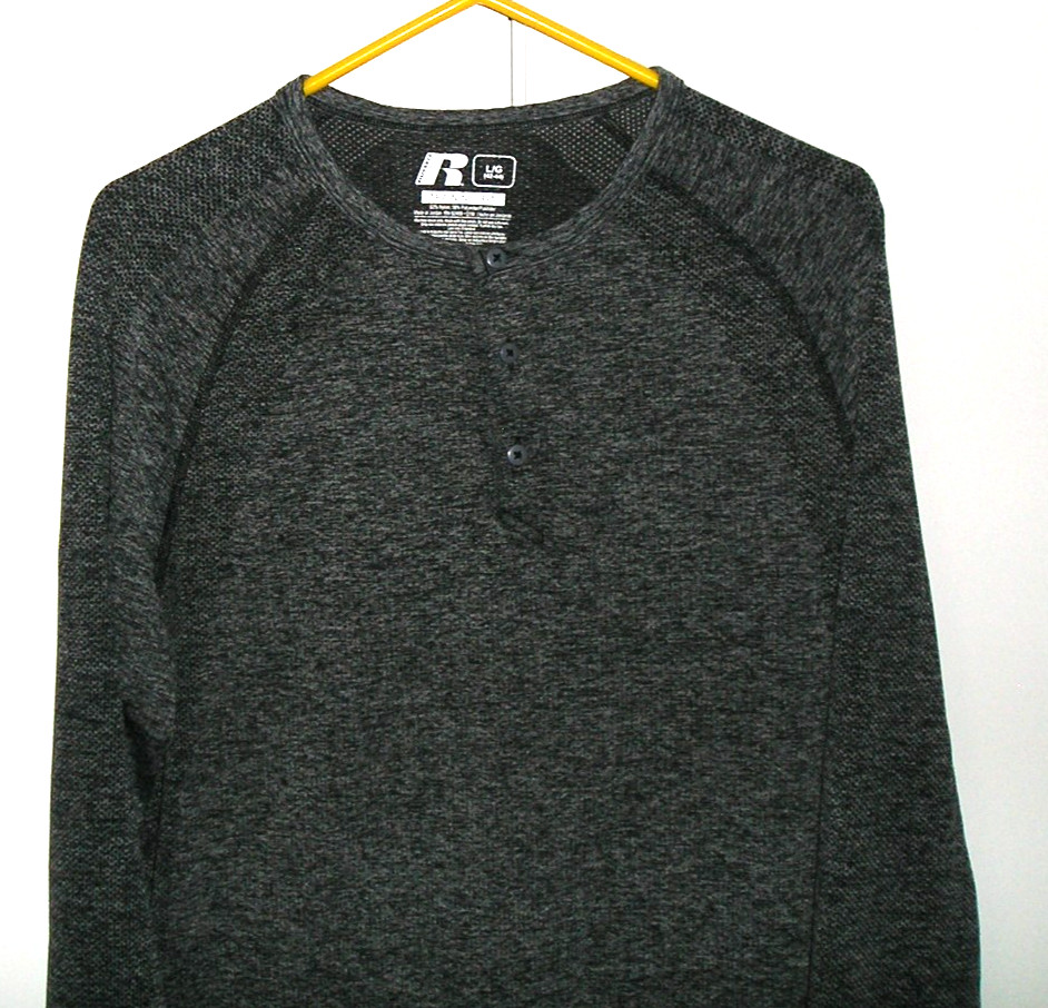 NEW~RUSSELL DRI-POWER 360 MEN’S HEATHER GRAY STRETCH TRAINING FIT 3 BUTTON TEE!