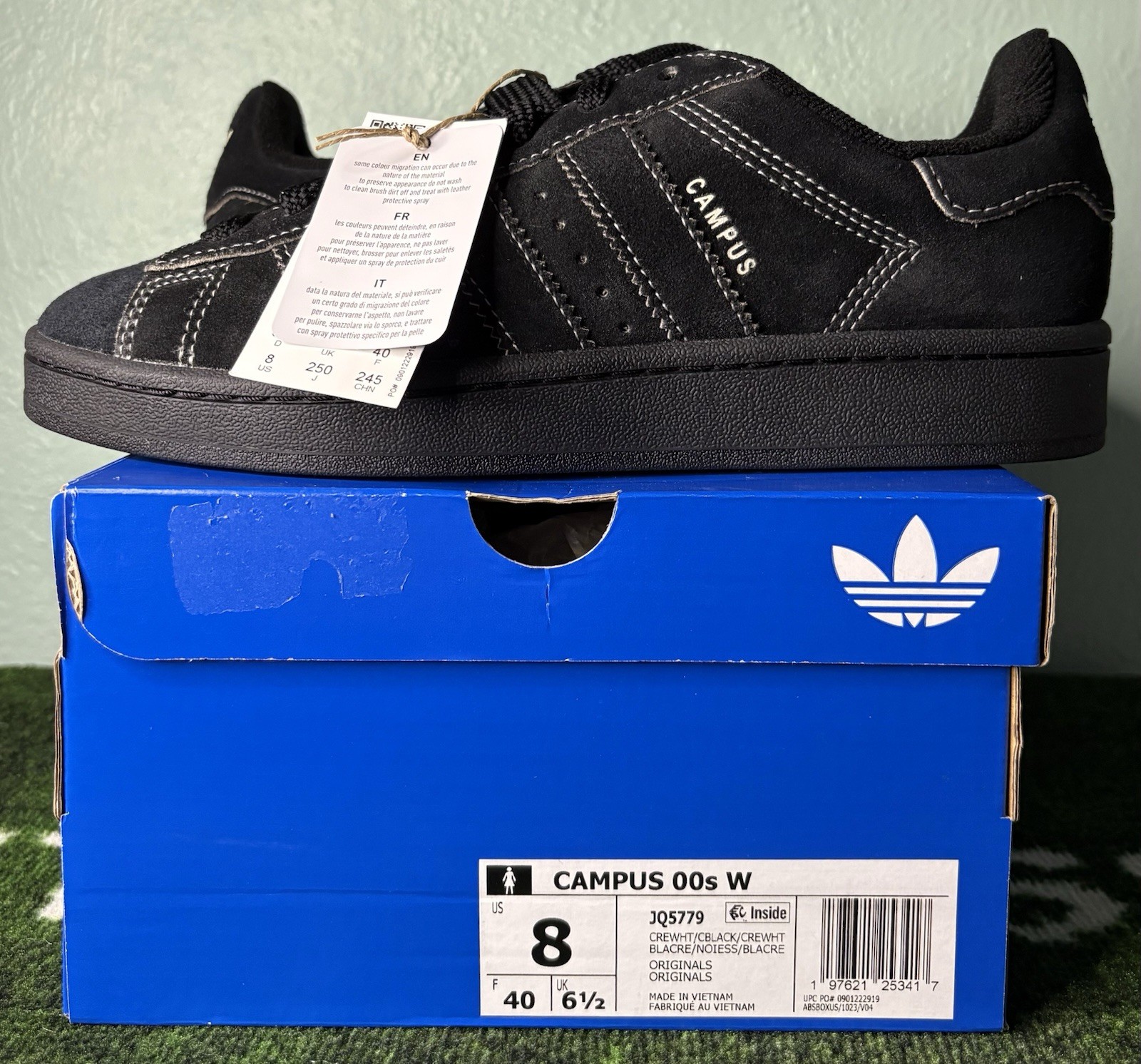 US Women’s 8/Men’s 7 – Adidas Campus 00s “Cream White Core Black” JQ5779, NIB