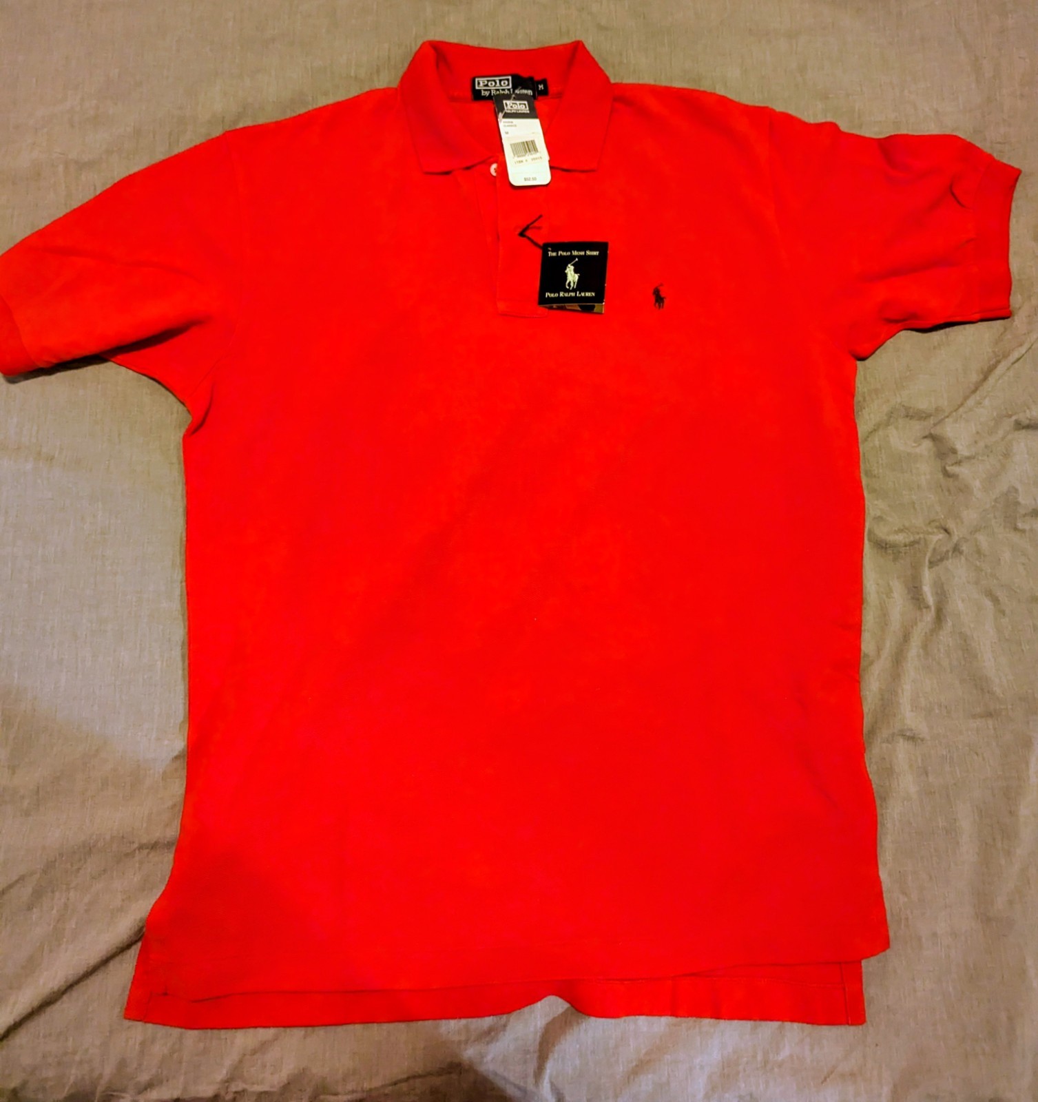 Ralph Lauren Polo Shirt Mens Medium Red Vintage 90s Cotton Deadstock NOS