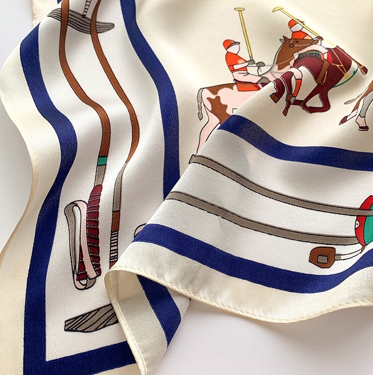 100% Pure Silk Square Scarf Women Neckerchief Wrap Kerchief Bandana Horse 68*68