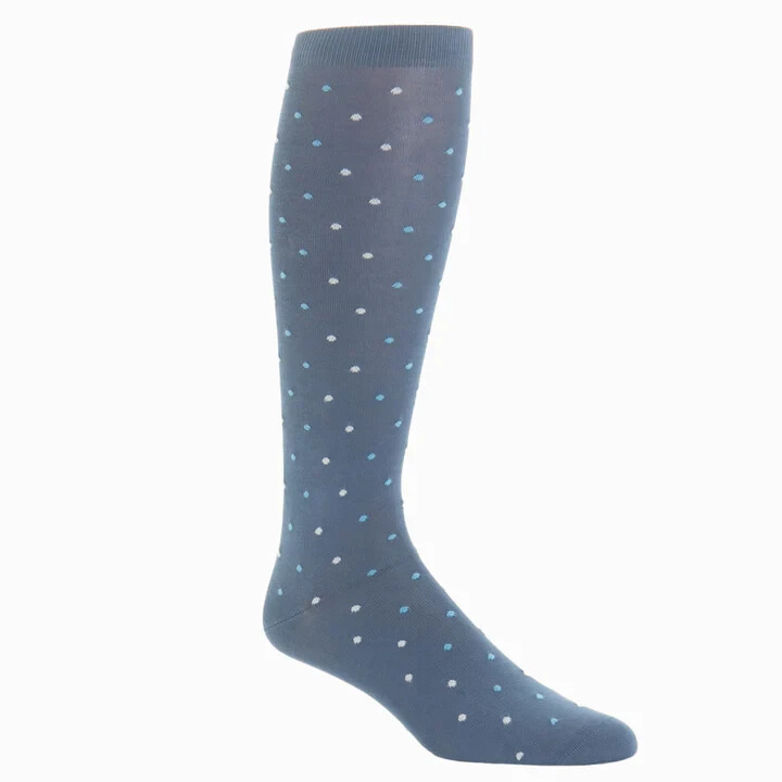 Dapper Classics Indigo Blue Sky Blue and Ash Dot Cotton OTC Linked Toe Sock 8-12