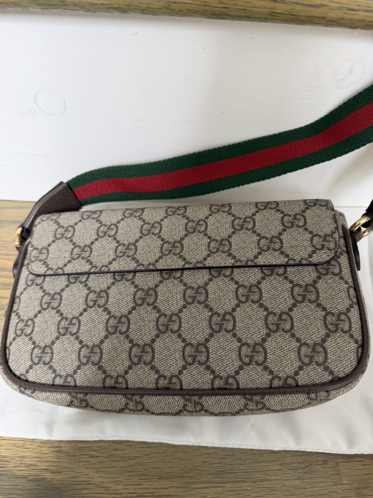 Gucci GG Supreme Monogram Web Stripe Shoulder Bag 764961 New With Tag .