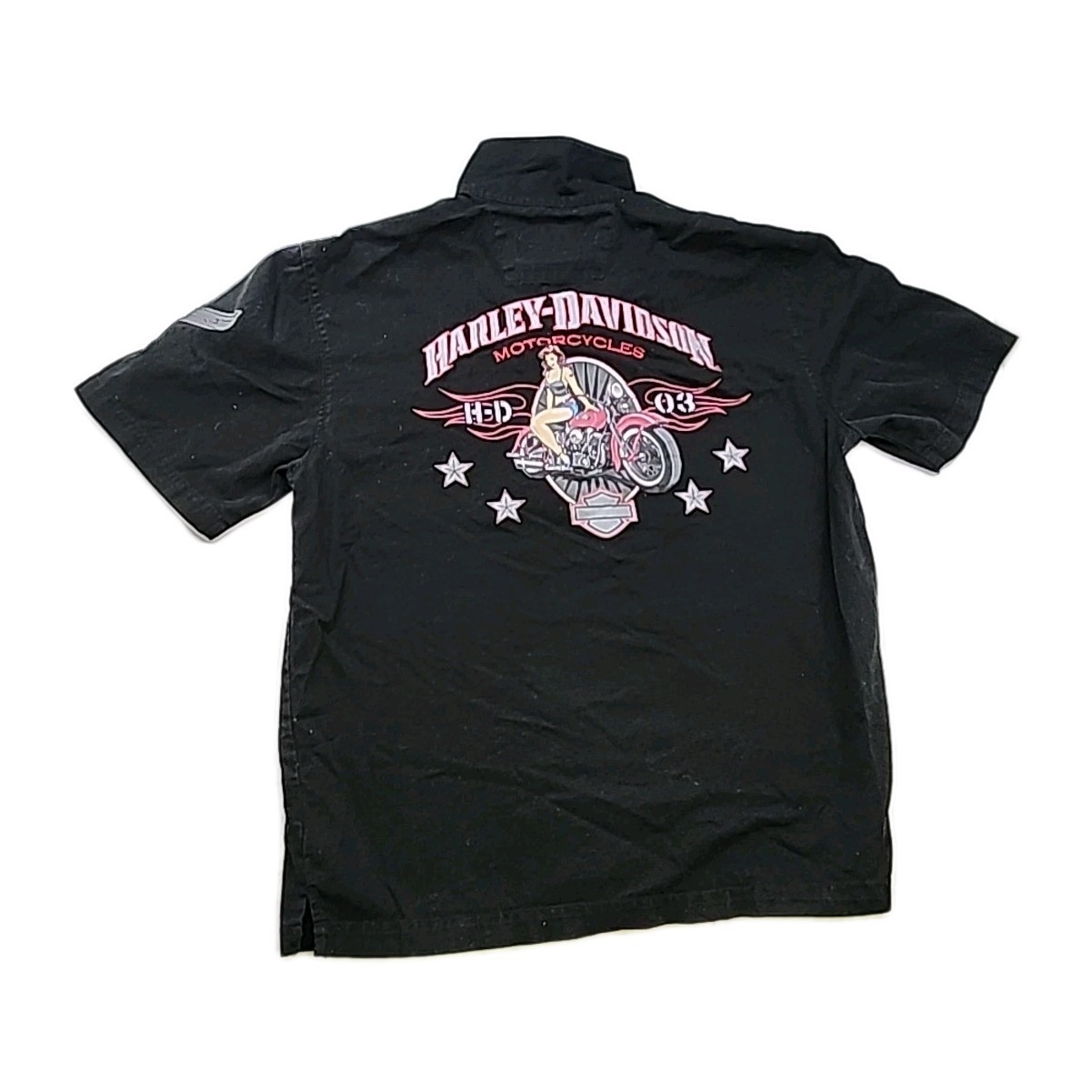 Harley Davidson Mens Button Up V-Twin Power Biker Shirt Black Sz L | 19
