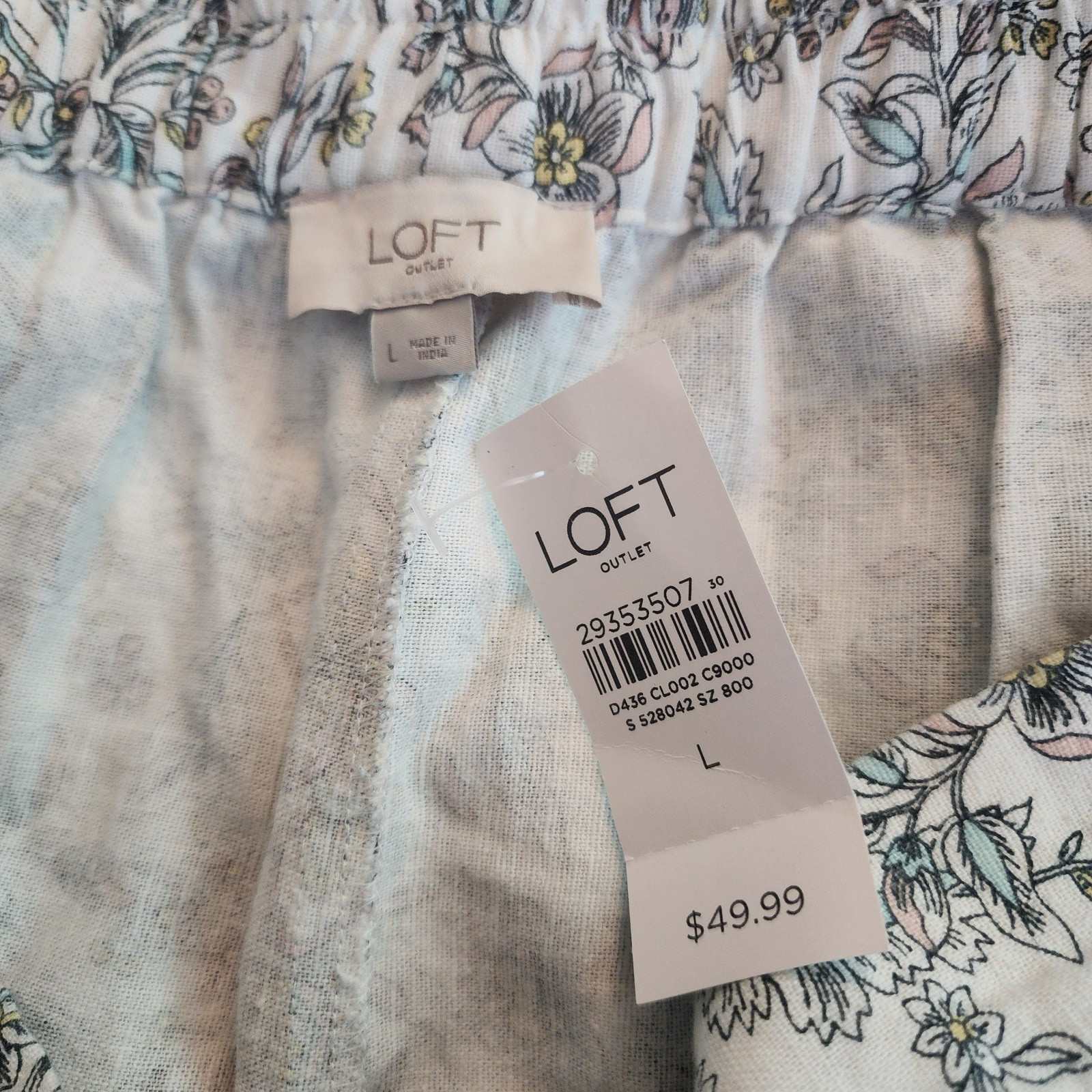Loft Outlet Size Large Linen Blend Skirt Above Knee Floral Print Pastels Pockets