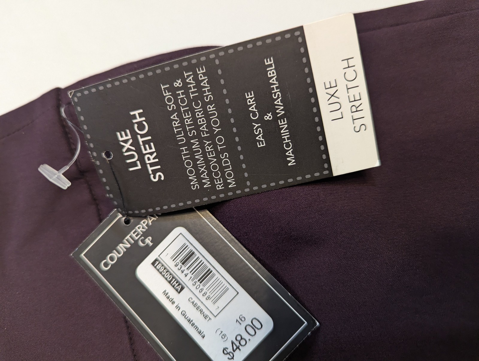 Counterparts Pull On Burgundy Stretchy Pants Studded Open Weave Hem size 16 NEW