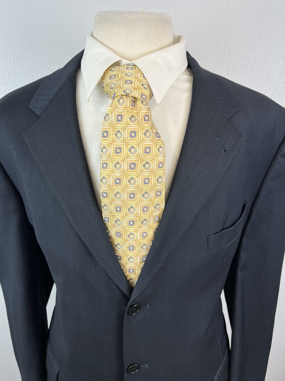 Daniel Cremieux Men’s Navy Nailhead Loro Piana Wool Sport Coat Blazer Size 46 L