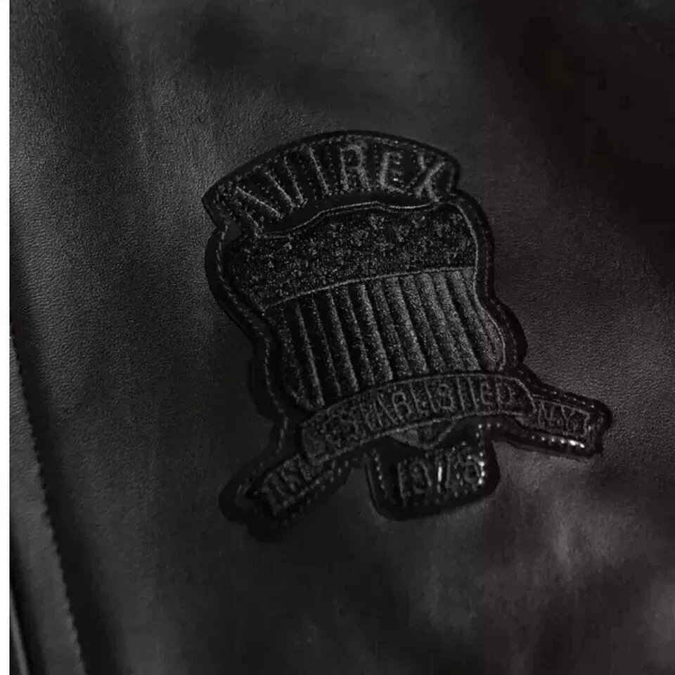 Avirex Men’s Real Leather Jacket Sheepskin Flight Bomber American Varsity Jacket