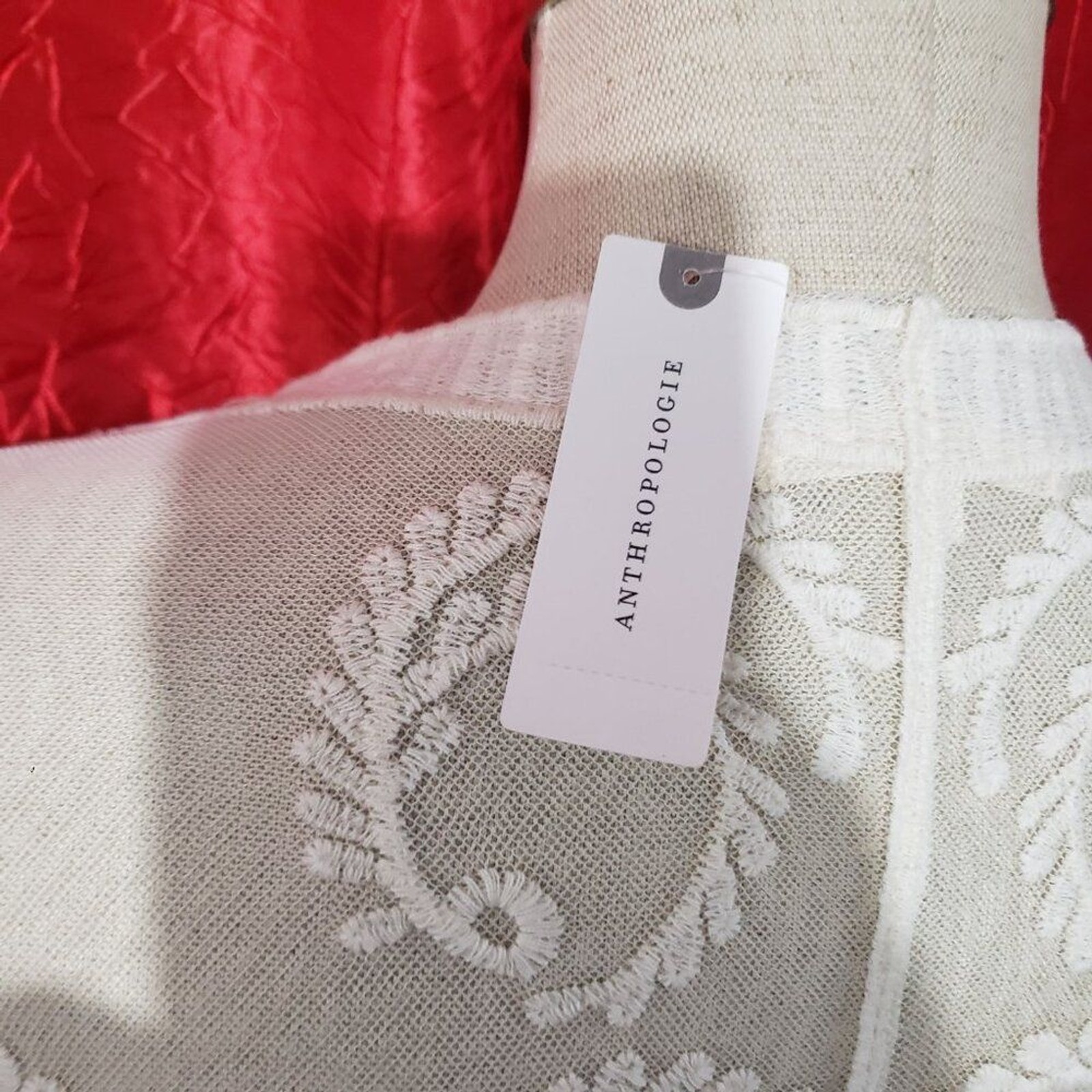 New Anthropologie Do Everything in Love Ivory Long Lace Cardigan Duster Cover Up