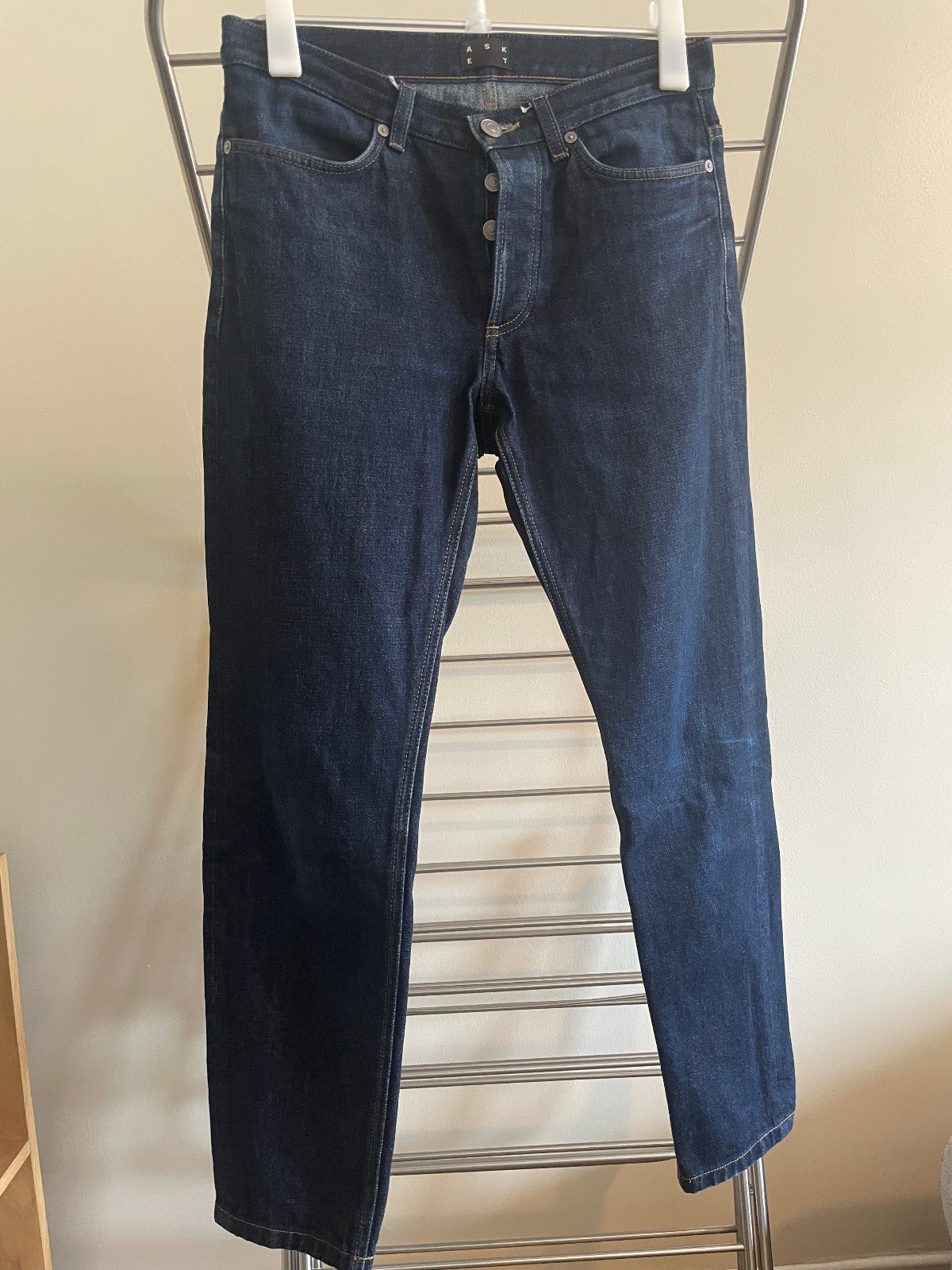 Asket Men’s Raw Selvedge Denim Indigo Blue Jeans 30″