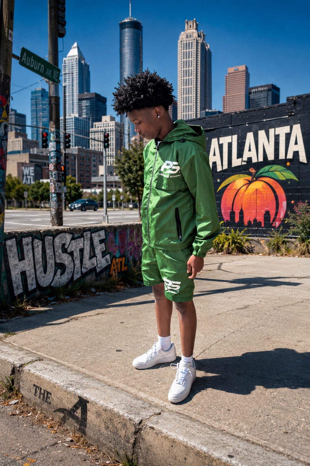 Private Stash PS Windbreaker Shorts Set Green Atlanta Streetwear Tracksuit XL