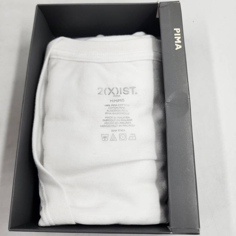 2(X)IST Pima Cotton Slim Fit Deep V-Neck Undershirt Men’s M White Short Sleeve
