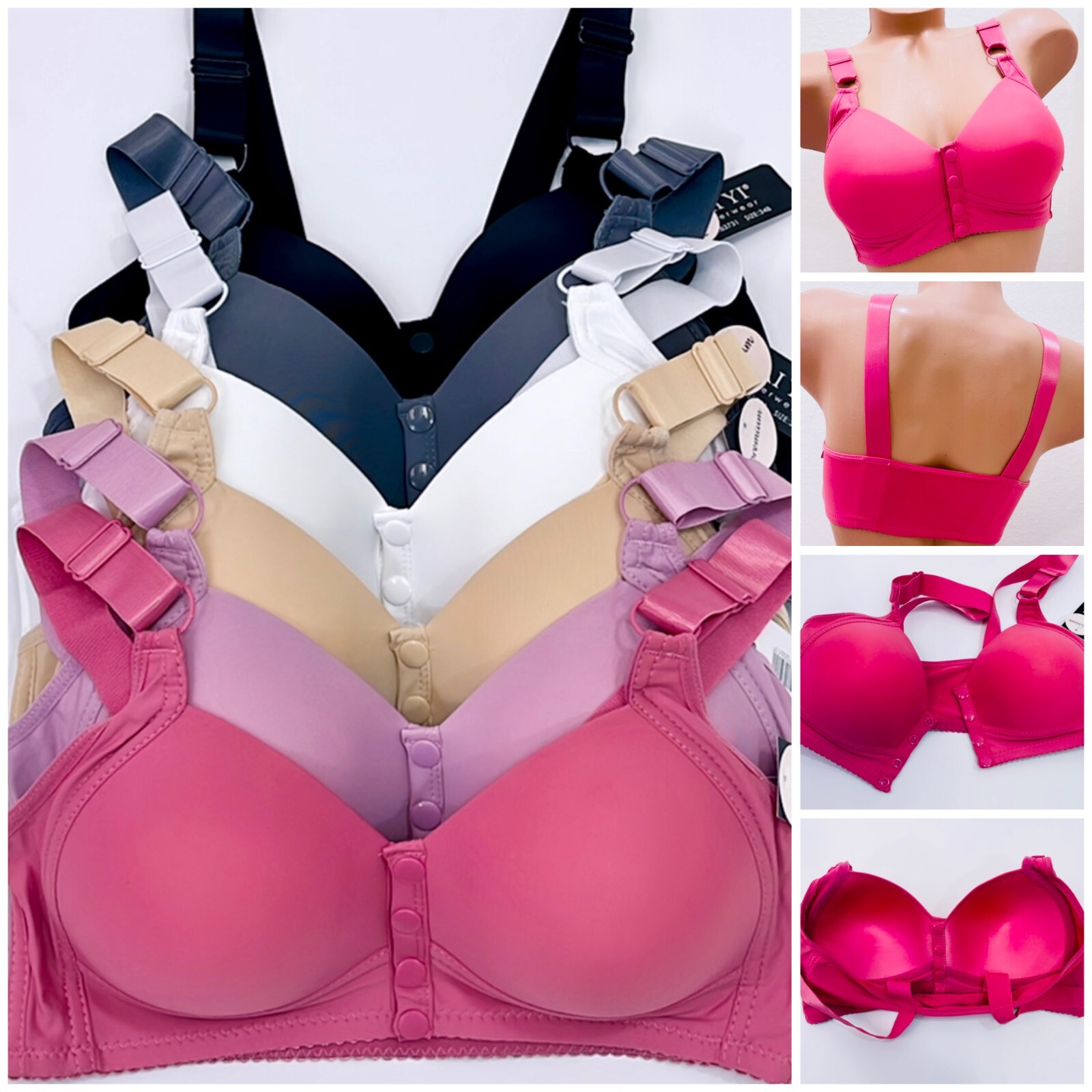 3/6 Daisy Bra For Women Seniors Comfortable Convenient Front Close Button Bras D