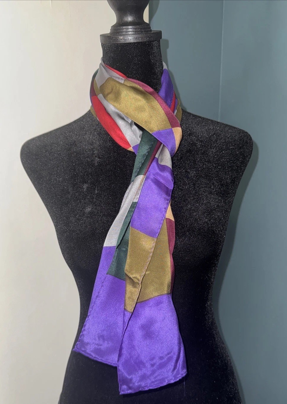 Vintage Baar & Beards All Silk Scarf Patchwork Rectangle Long
