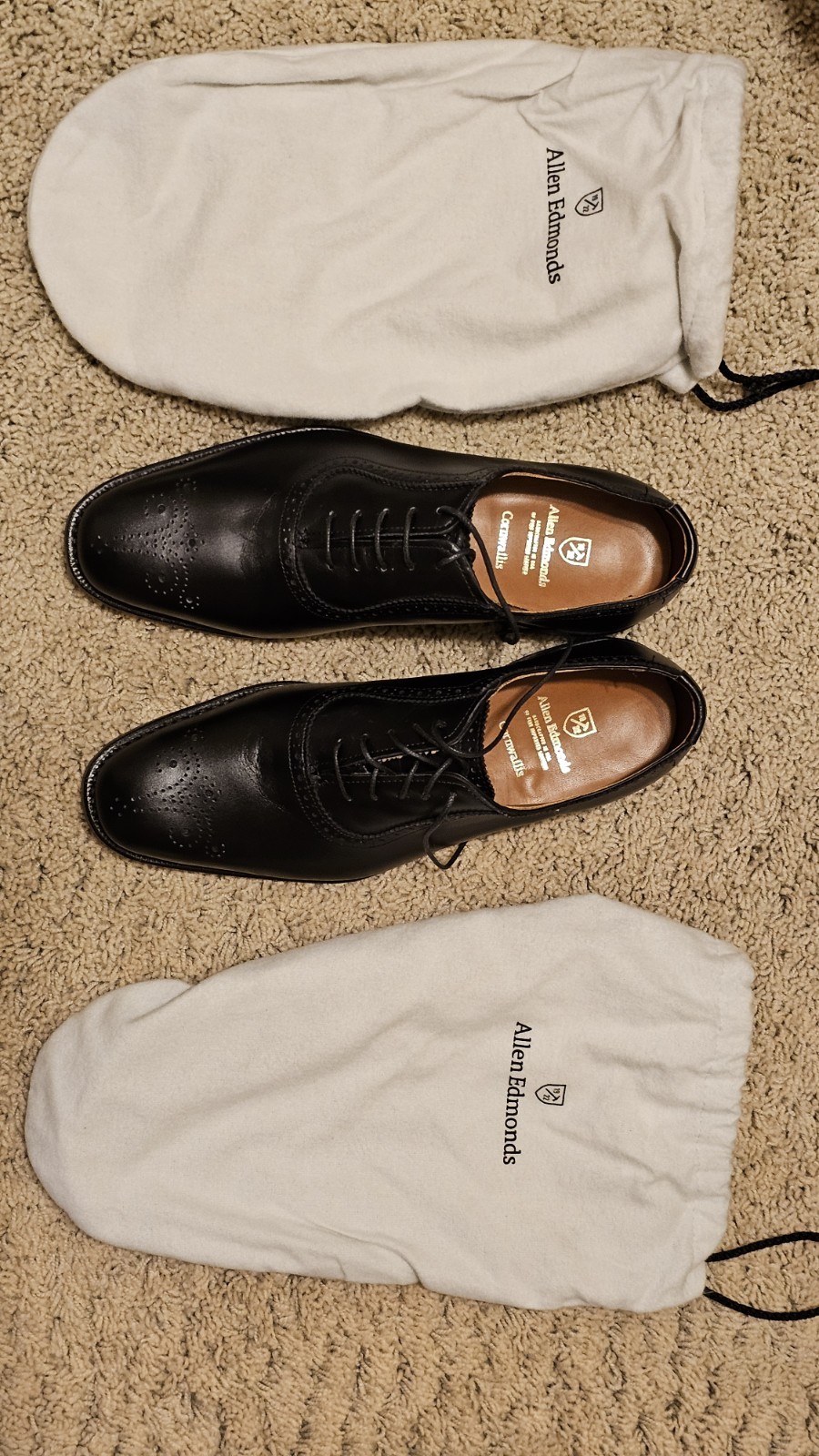 Allen Edmonds Cornwallis Men’s Black Leather Wingtip Oxford Dress Shoes 9D 1052