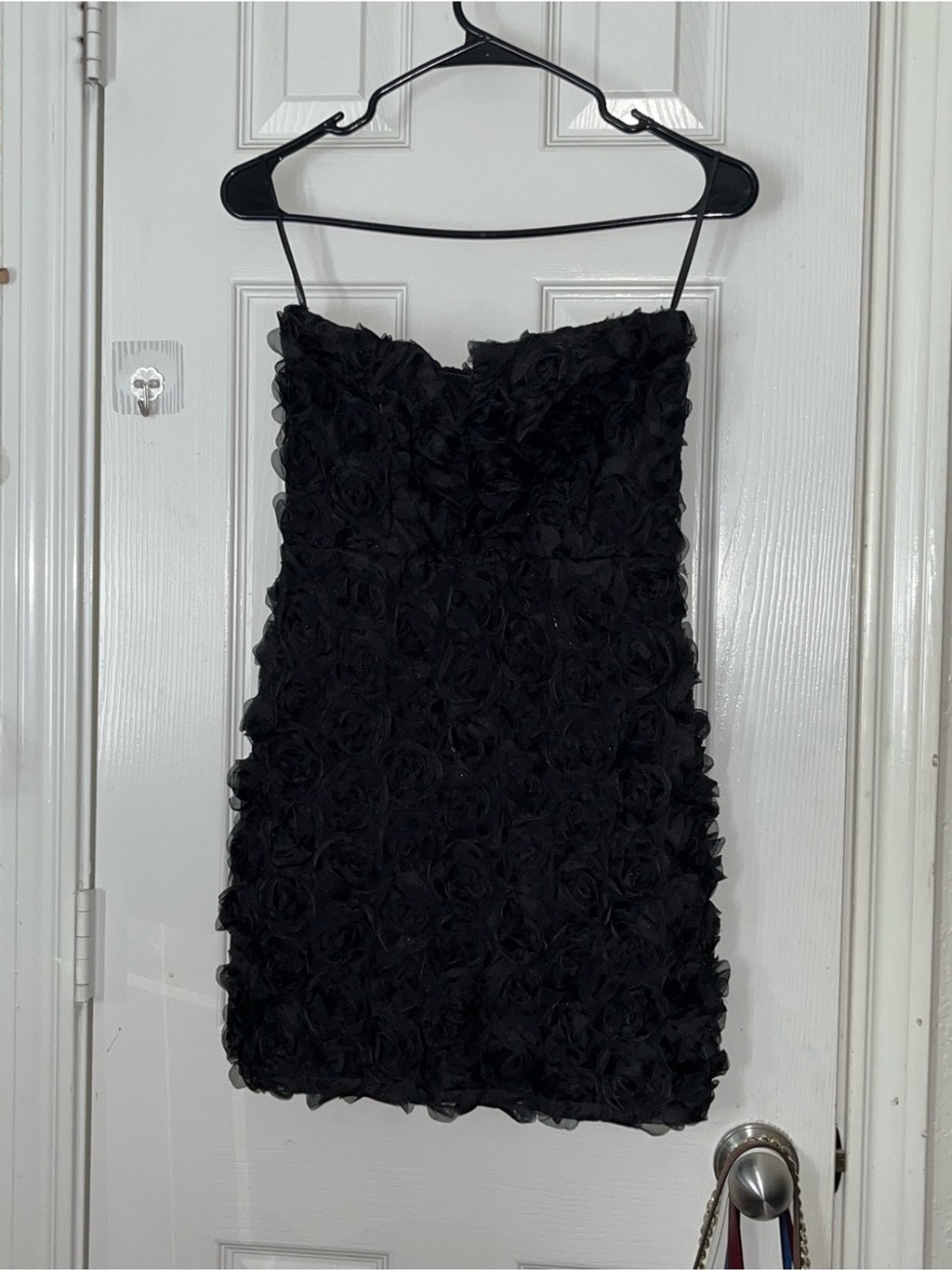 Forever 21 Black Strapless Rose-Texture Cocktail Dress