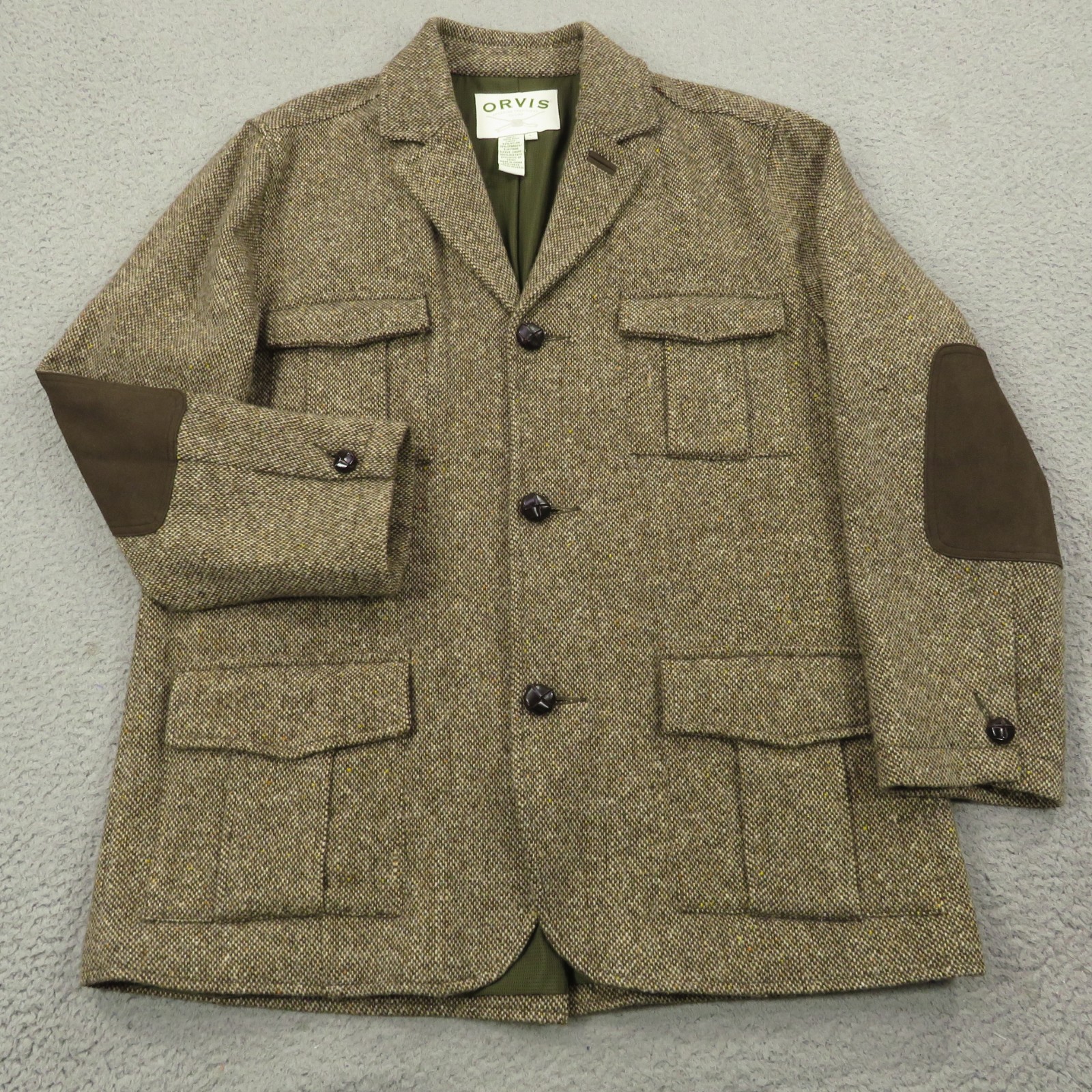 Orvis Jacket Men Large Tweed Elbow Patch Sport Coat Hunting Blazer Cruiser Fleck