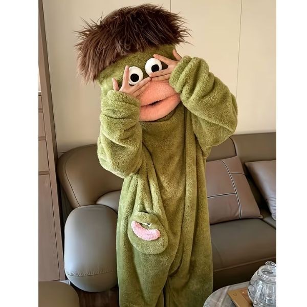 Cute Cartoon Muppet Lounge Wear Big Mouth Monster Holiday Costume Party Pajama