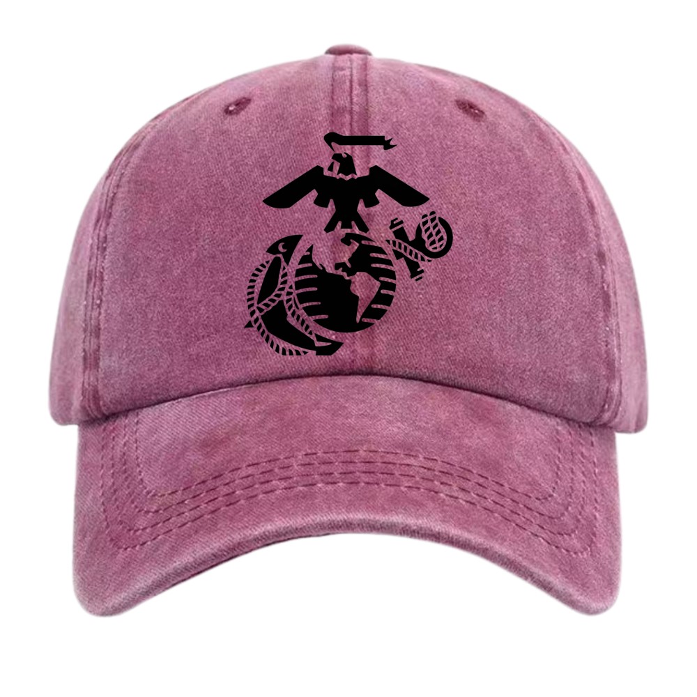 USMC Eagle Globe Anchor Washed Baseball Cap Adjustable Marine Corps Tribute Hat
