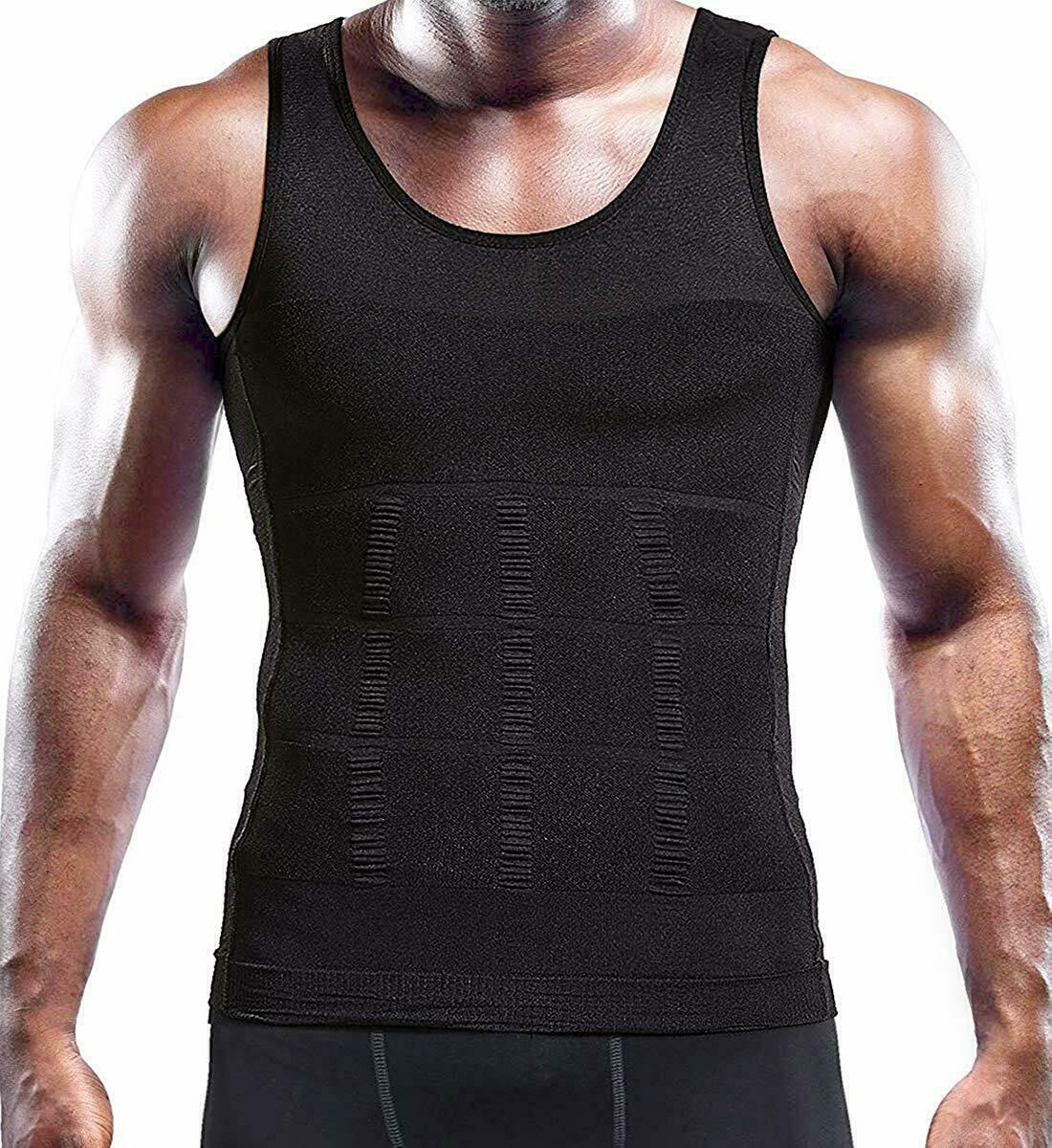Mens Slim Body Compression Tummy Shaper Belly Shapewear Waist Girdle Shirt Vest