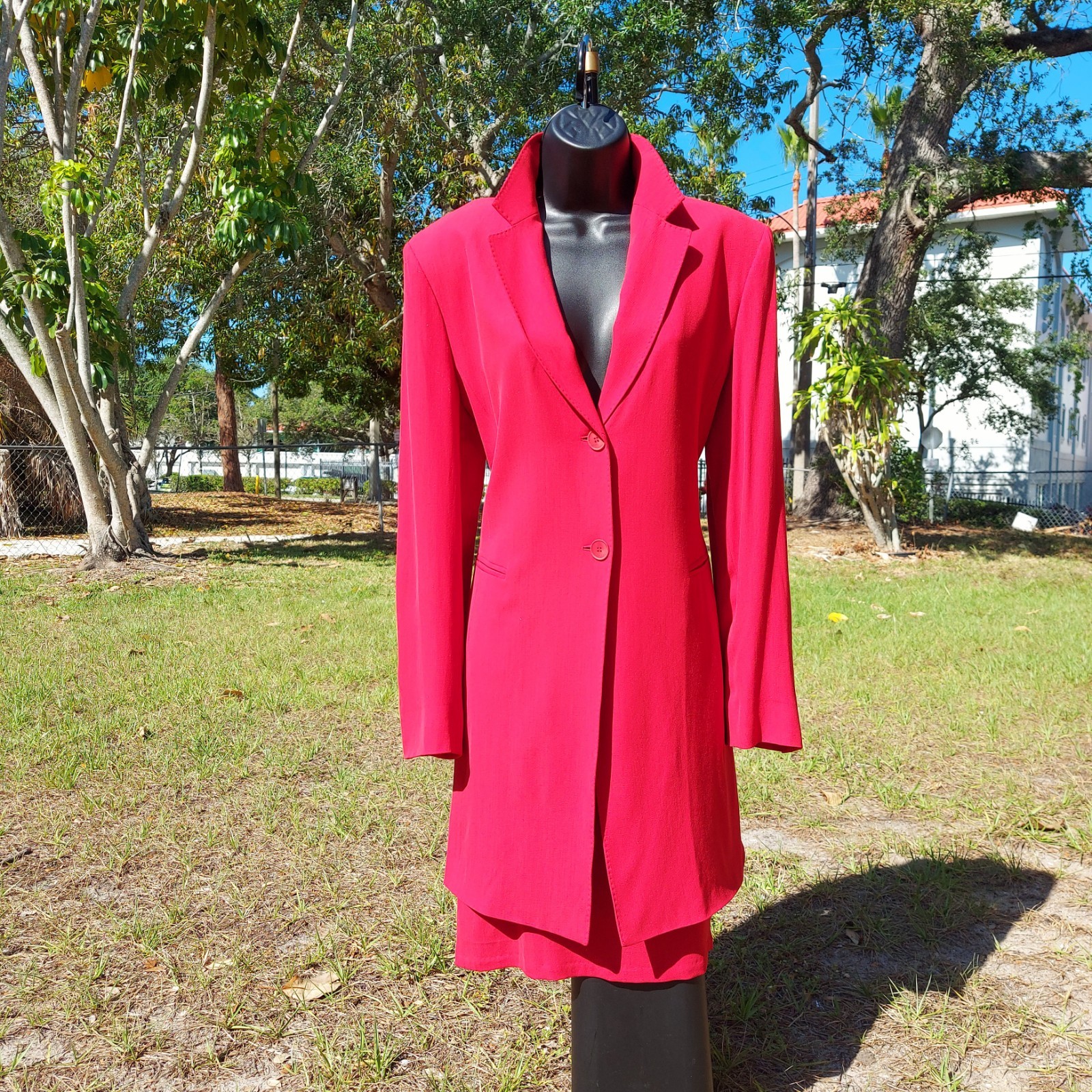Max Mara Women’s Vintage Two-Piece Suit in Vivid Scarlet — Size 10/12