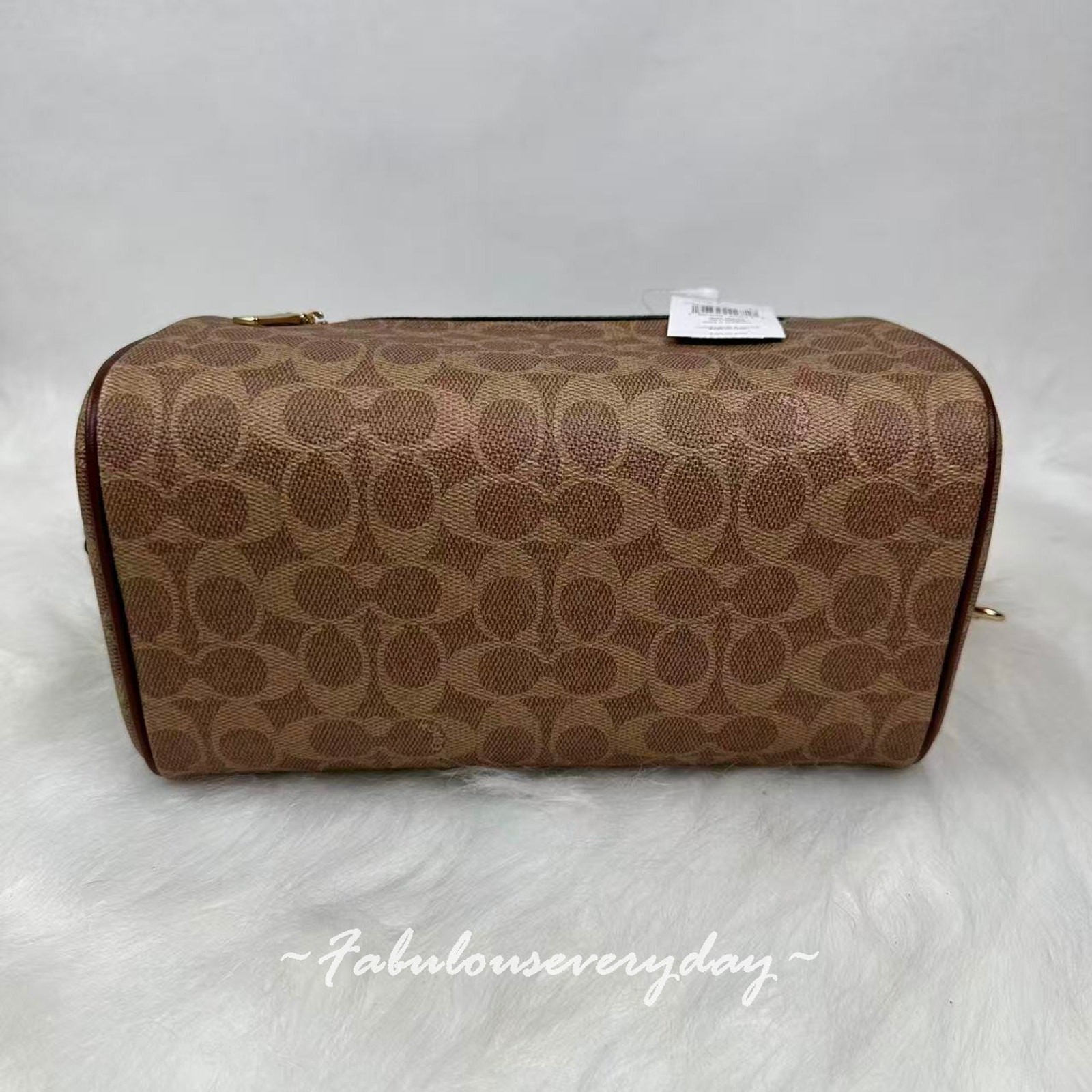 Coach Rowan Satchel Bag In Signature Canvas Gold/Tan/Brown CV961 NWT