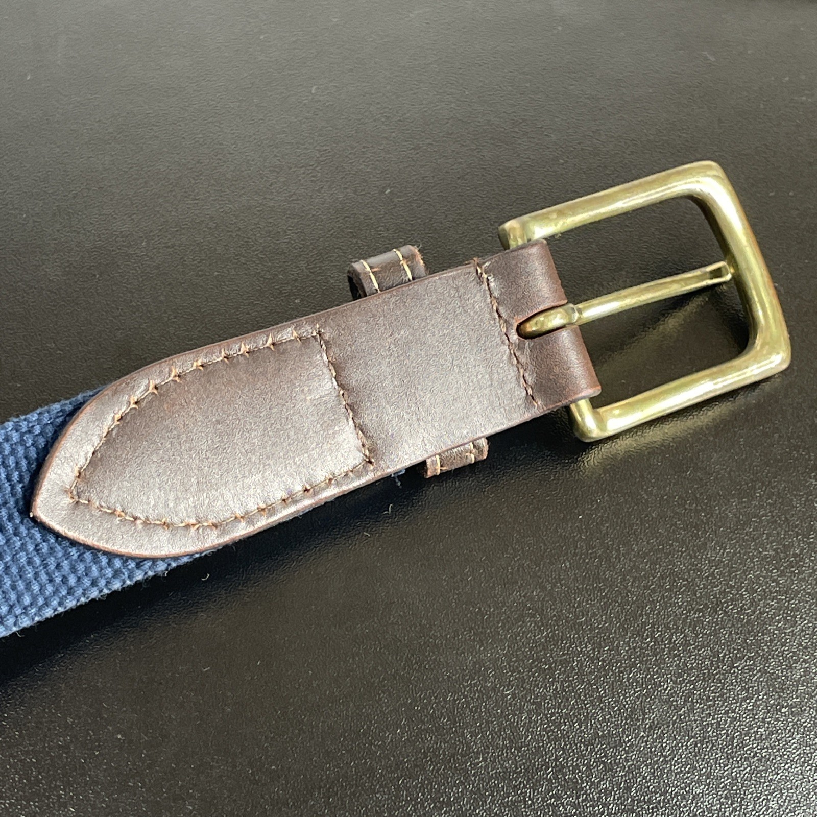 LOOP Mens Fabric Leather Belt Sz 34-36 Brown Navy Maritime Signal Flags R B Y C