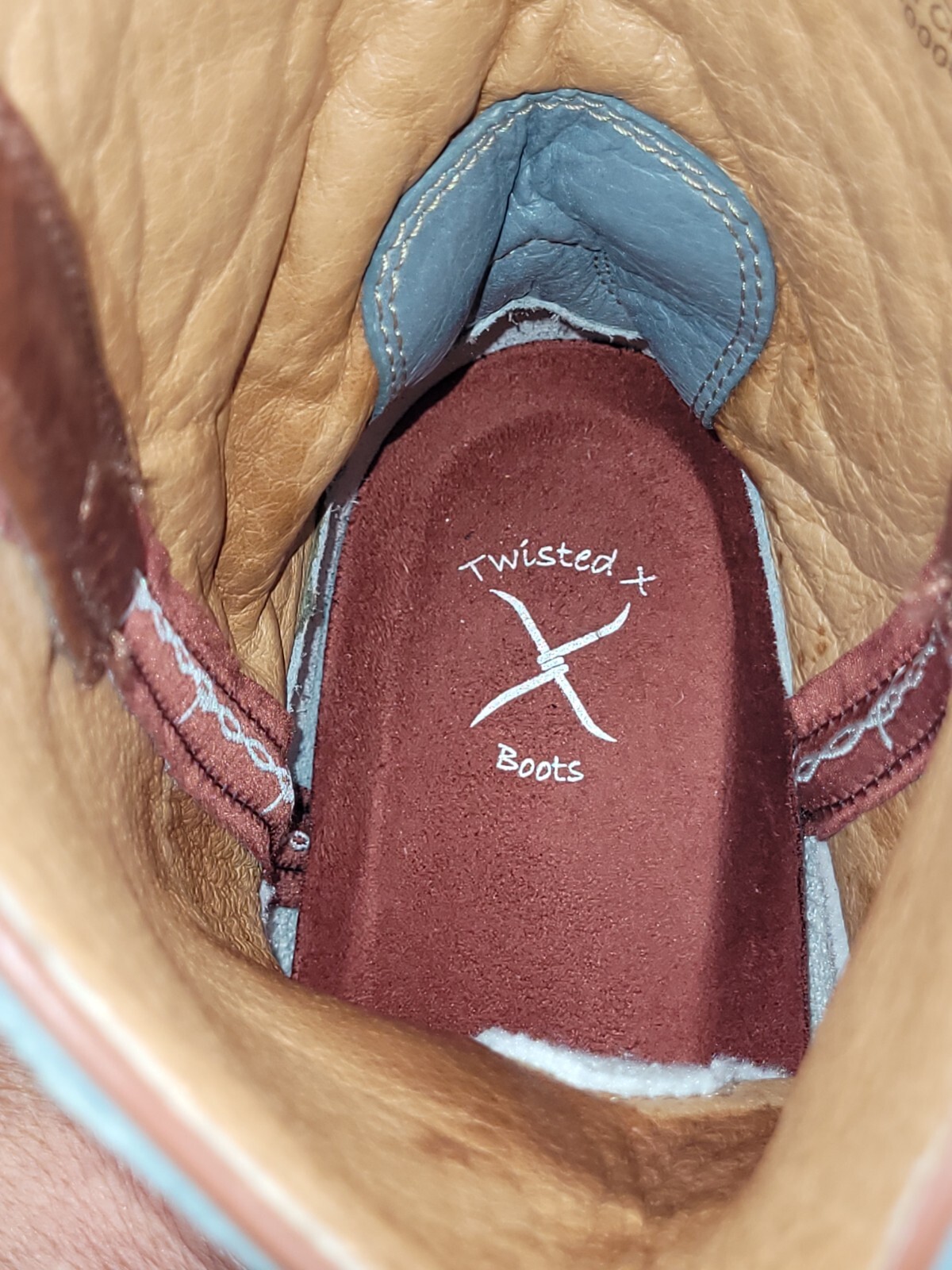TWISTED X Brown Bullhide Blue Leather Western Cowboy Boots Mens 9.5 B (Narrow)