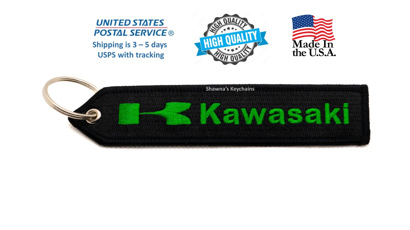 KAWASAKI Double Sided Keychain Patch High Quality Fabric Key Fob Moto keychain