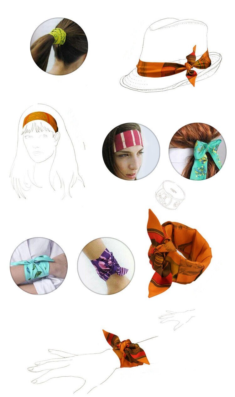1 Pc Pure Silk Scarf Wrap Hair Ribbon Handbag Handle Neck Fashion Accessory