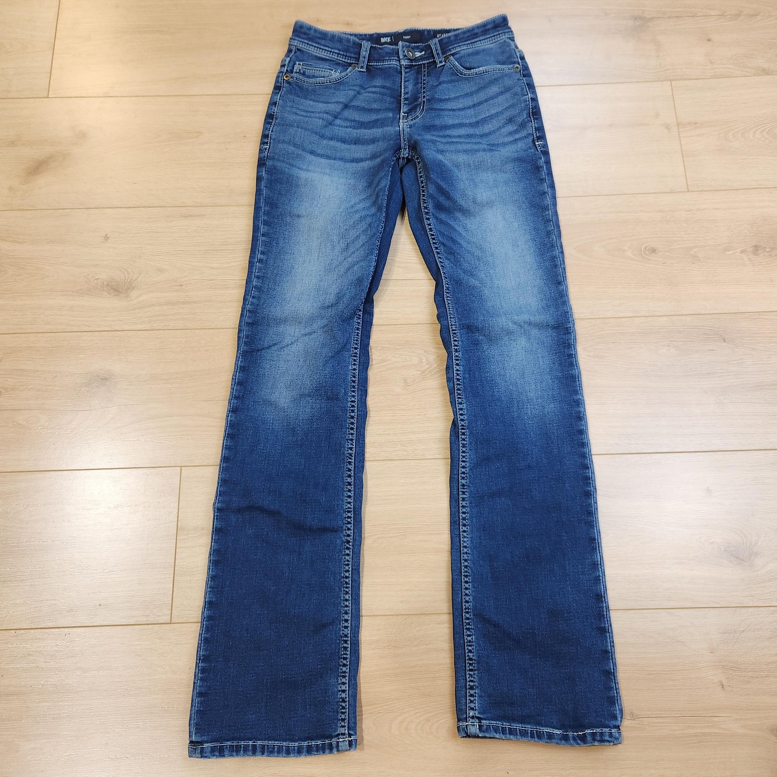 BKE Aiden Jeans Mens 27×34 Blue Medium Wash Straight Denim Embroidered Stretch