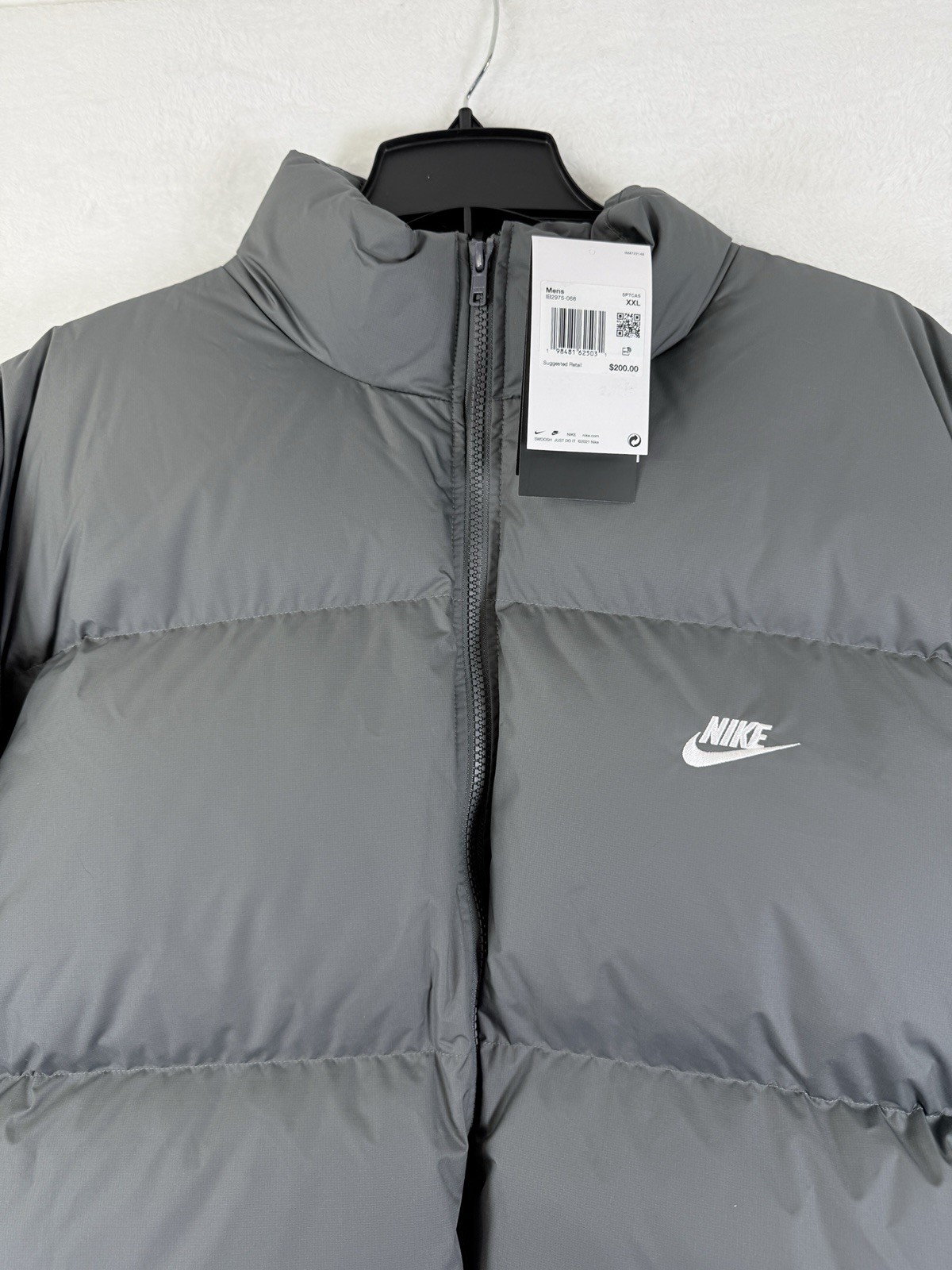 Nike Sportswear Club Puffer Jacket XXL Gray 650 Down Therma Fit Mens New NWT