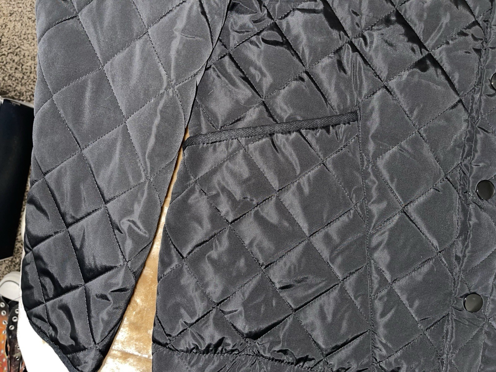 George Men’s Black Quilted Button-Front Jacket Point Collar XL (44 in)