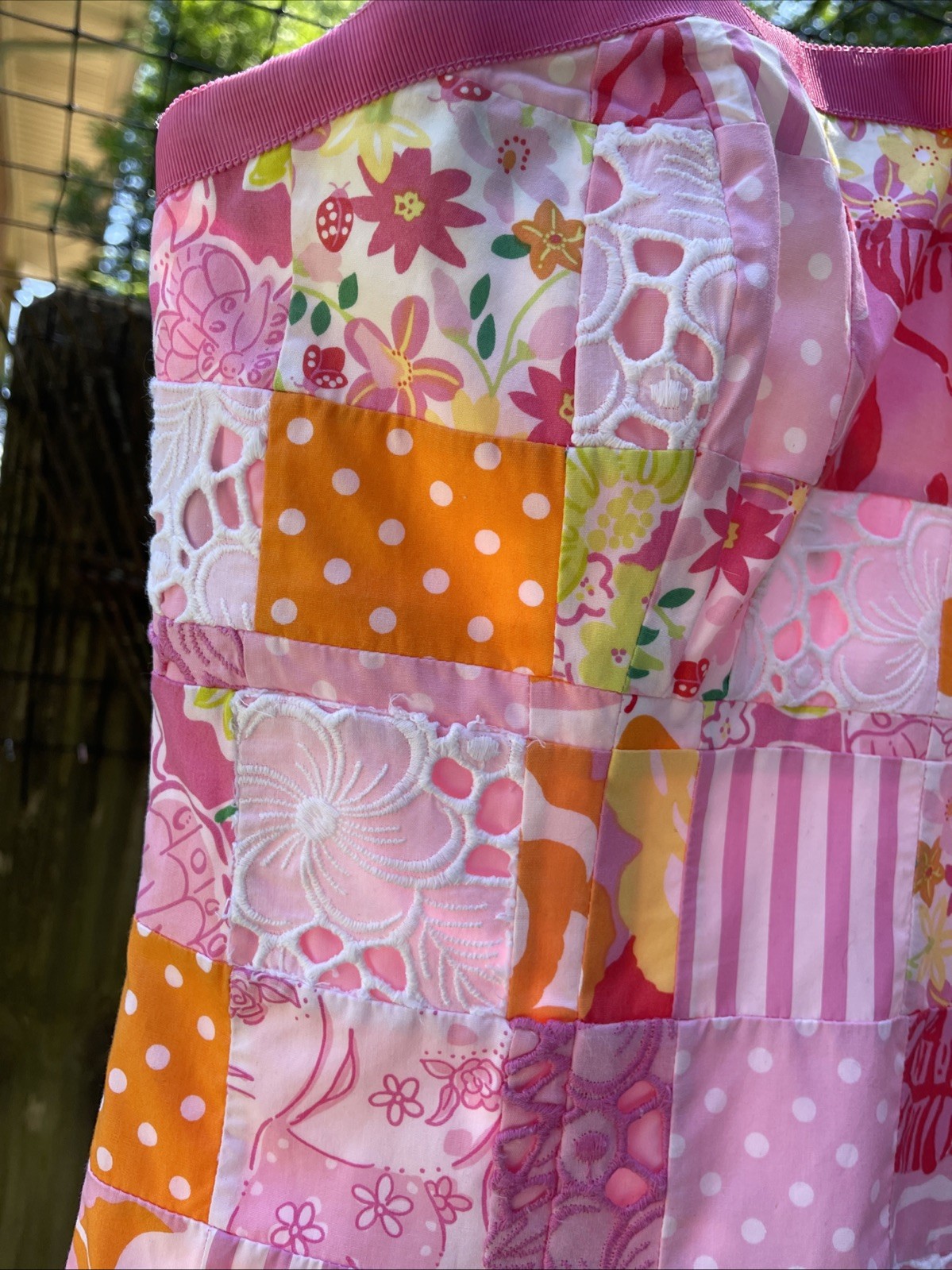 Lilly Pulitzer Bowen Sz 8 Pink Patchwork Mini Strapless Sundress Corset Lined