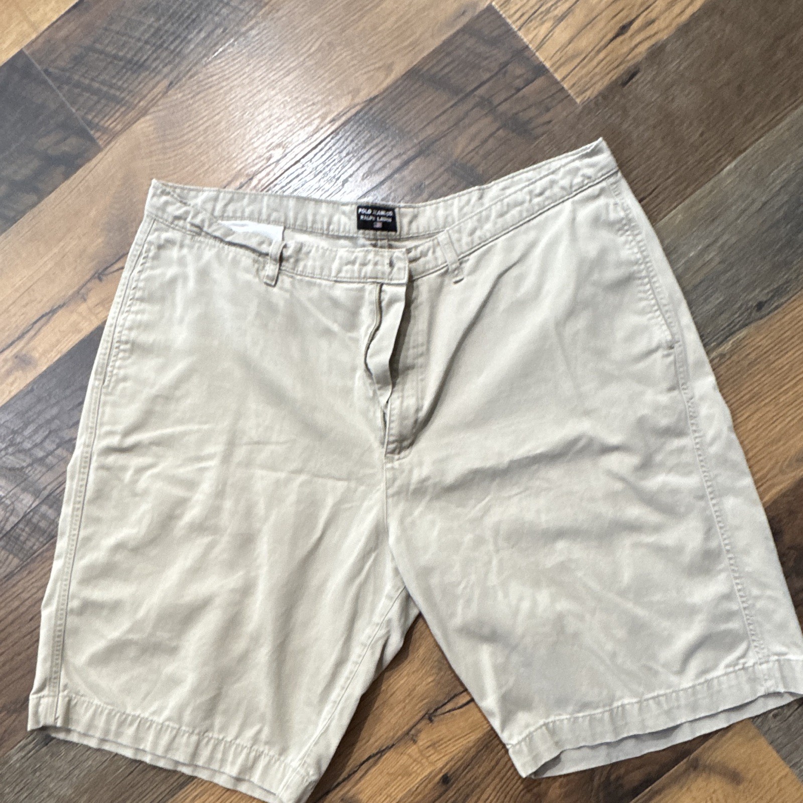 Polo Jeans Co. Ralph Lauren Men’s Beige Cotton Chino Flat Front Shorts Zip