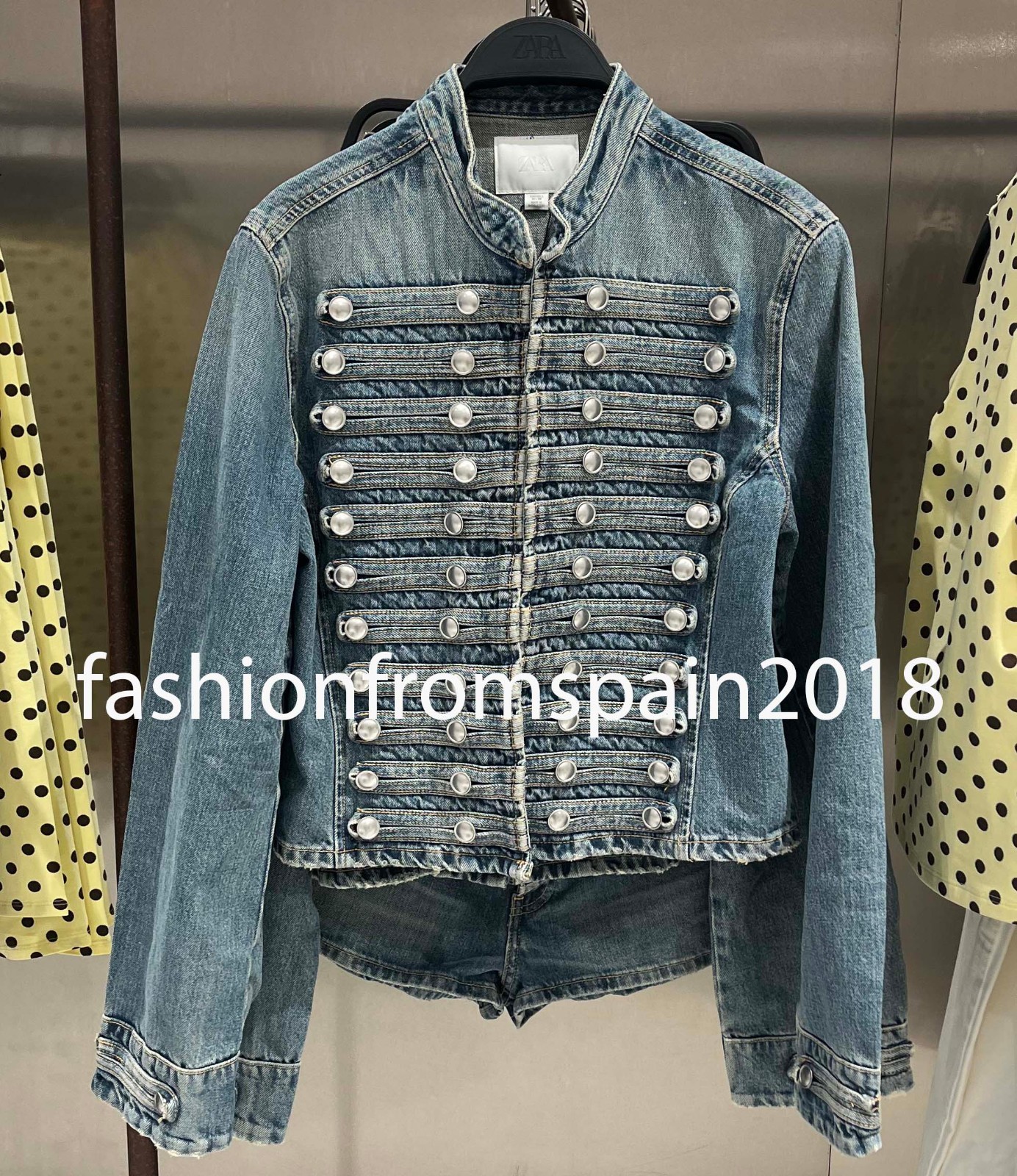 ZARA NEW WOMAN ARMY TRF FITTED BUTTON DENIM JACKET BLUE XS-XXL 0695/074/400