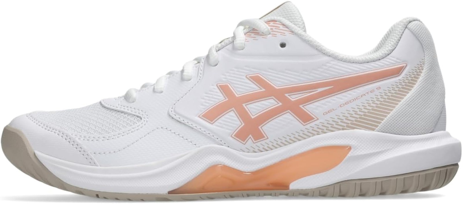ASICS Women’s Gel-Dedicate 9 Tennis – White/Cantaloupe – 6.5